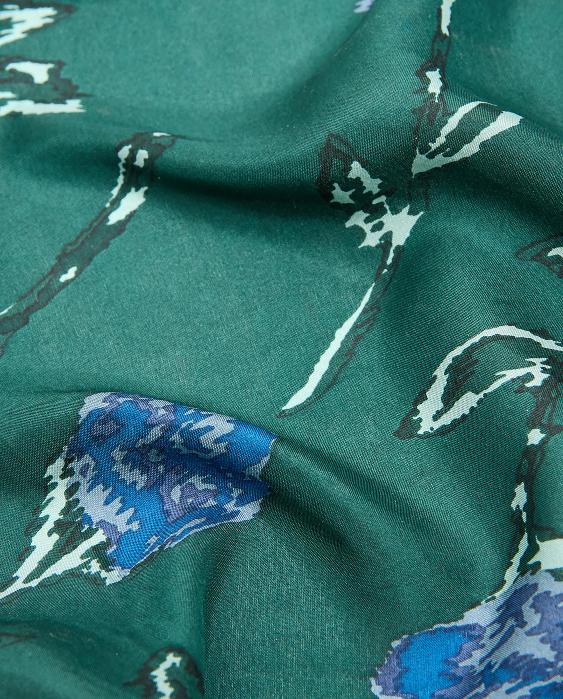 Imagen 5 de Pañuelo de mujer 100% seda con estampado de flores - Nice Things - Verde oscuro Verde oscuro