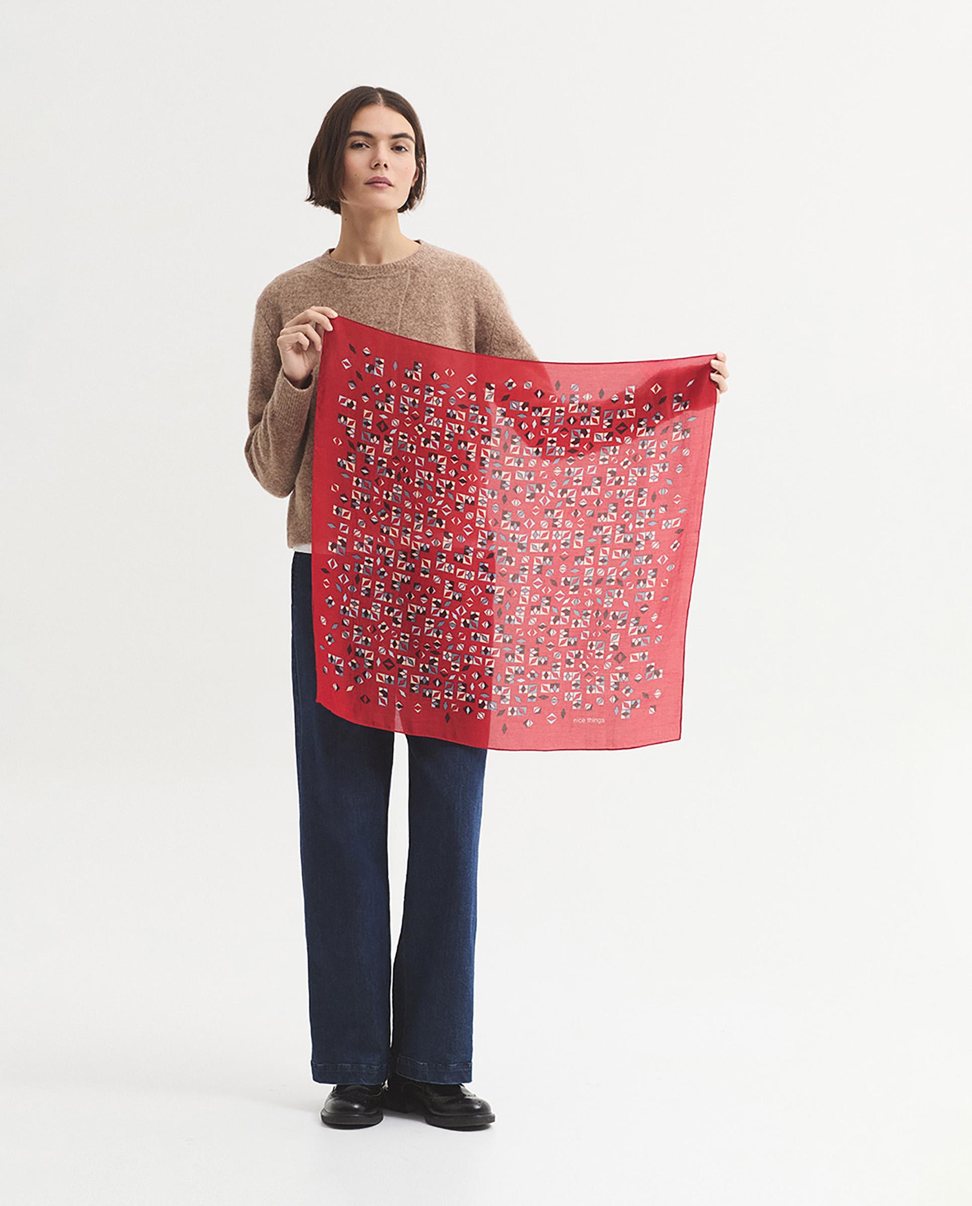 Imagen 3 de Pañuelo de mujer con estampado geométrico - Nice Things - Coral Coral