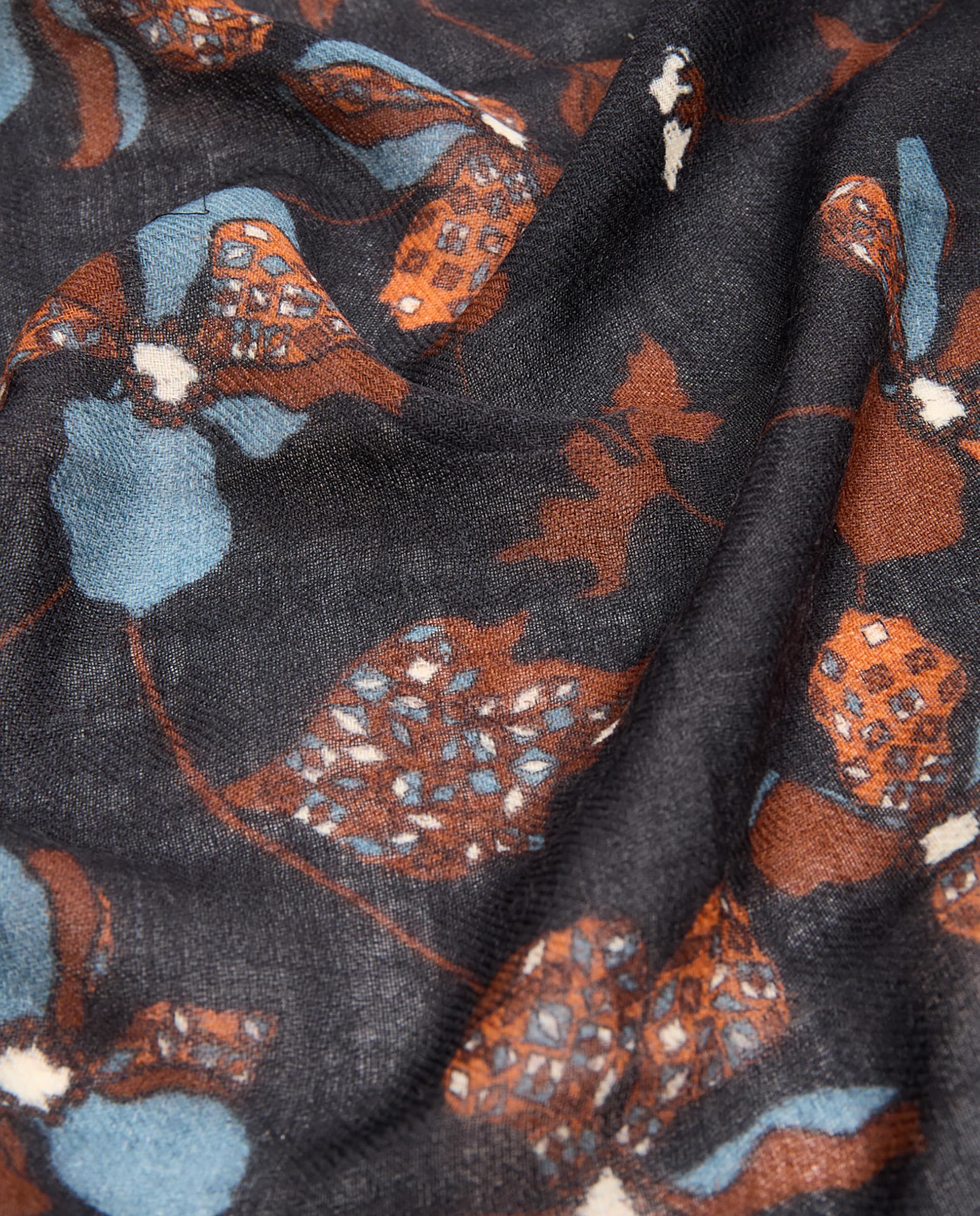 Pañuelo de mujer 100% lana con estampado de flores - Nice Things - Negro Negro-6