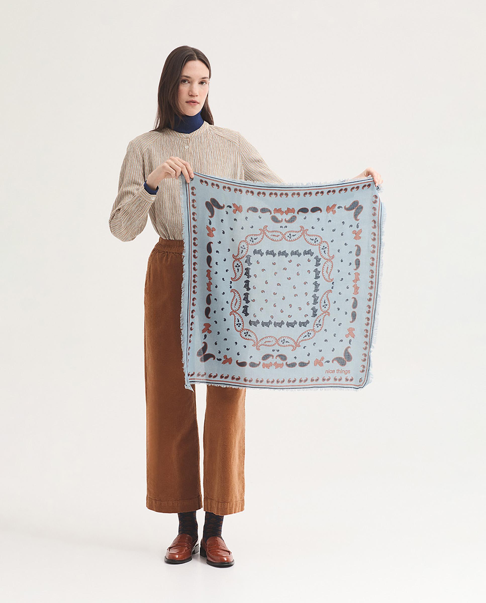 Bandana de mujer en algodón con estampados - Nice Things - Azul Azul-2