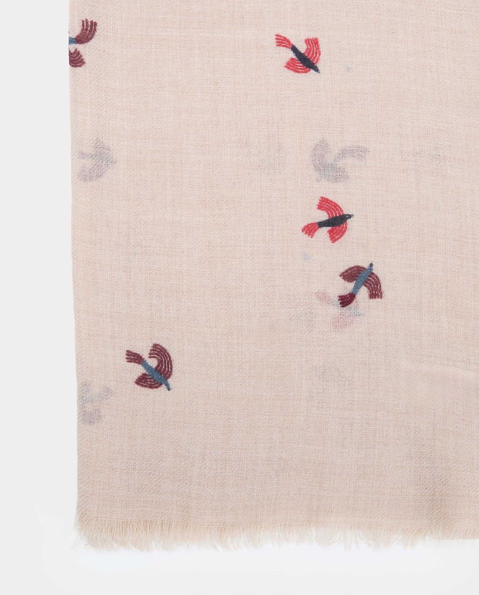 Imagen 4 de Fular de mujer 100% lana con estampado de flores - Nice Things - Beige Beige