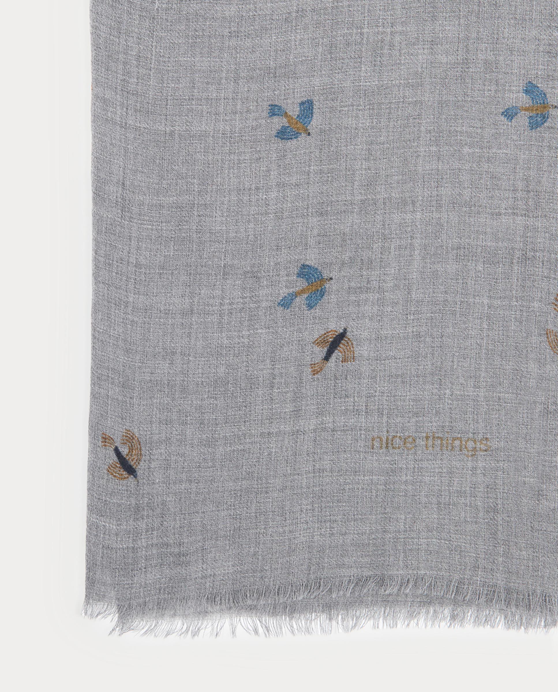Imagen 5 de Fular de mujer 100% lana con estampado de flores - Nice Things - Gris Gris