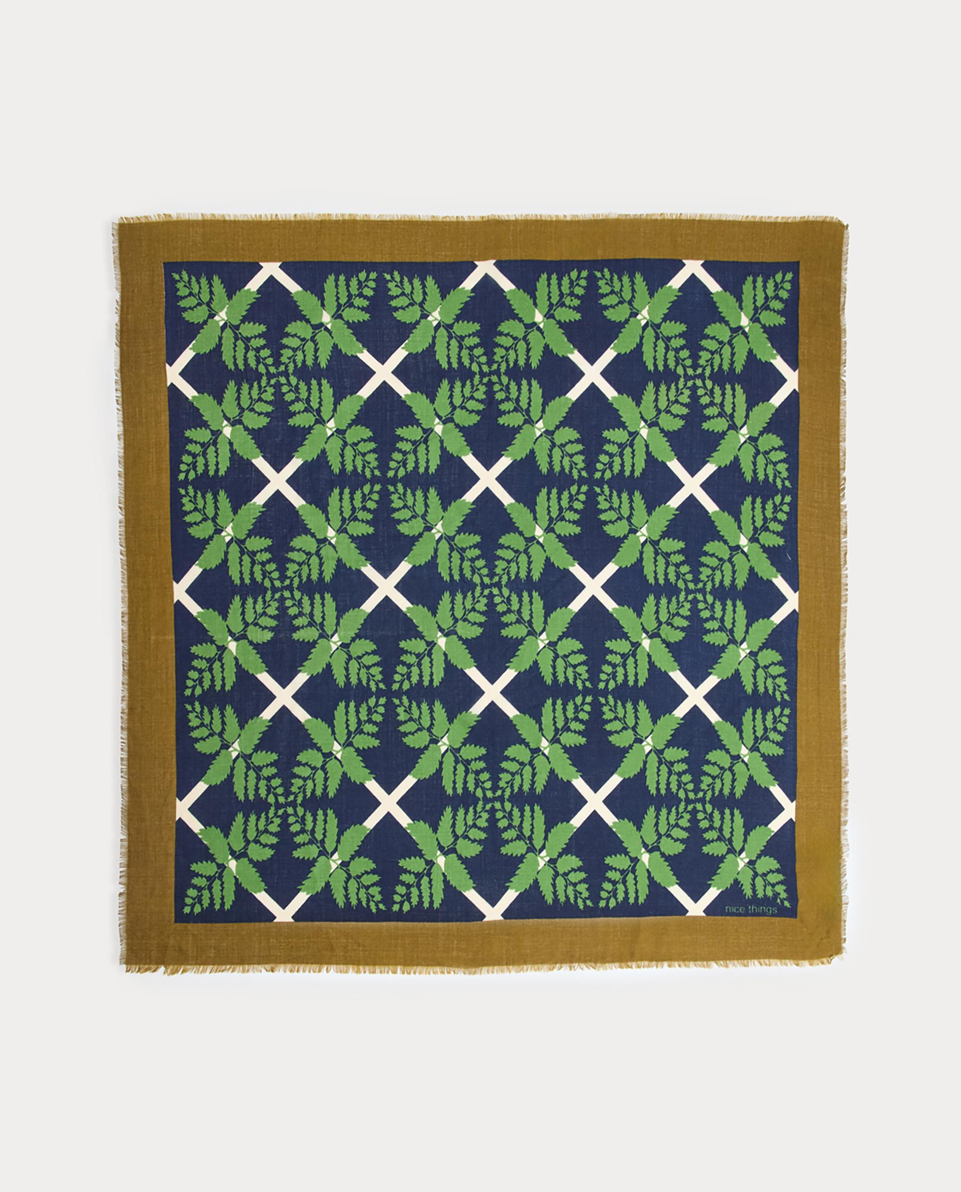 Imagen 1 de Pañuelo de mujer con lana y estampado geométrico Azul marino
