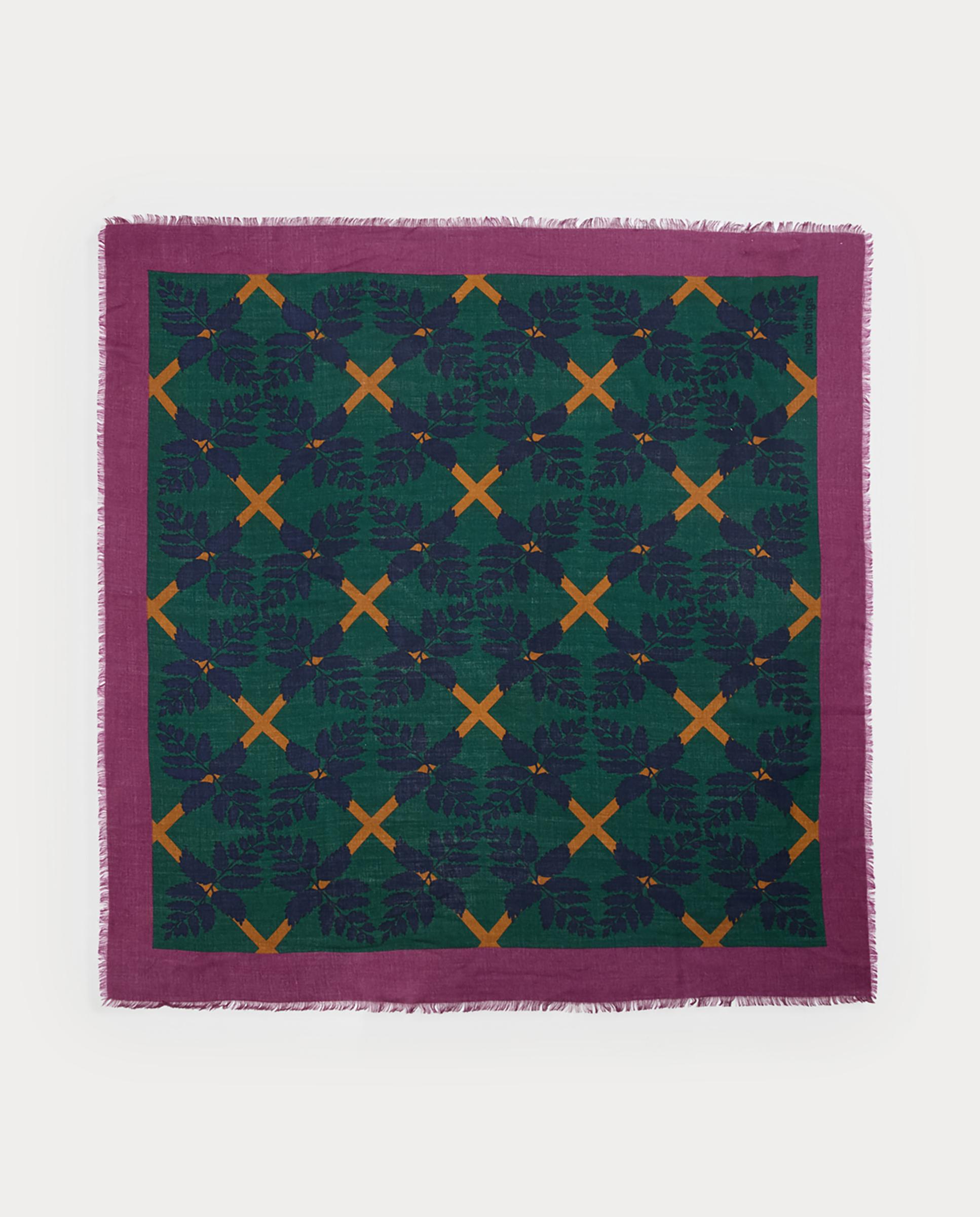 Imagen 1 de Pañuelo de mujer con lana y estampado geométrico - Nice Things - Verde oscuro Verde oscuro