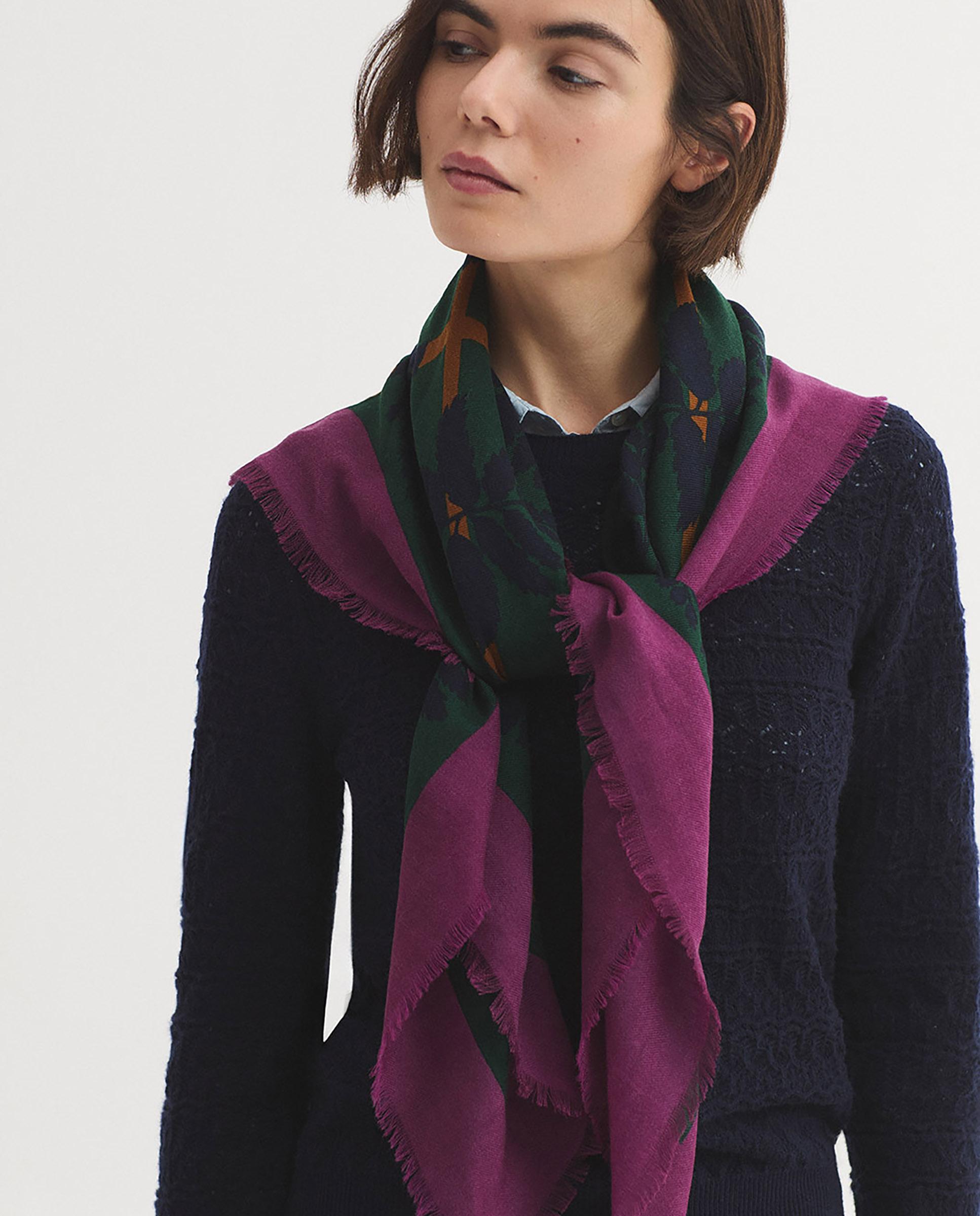 Imagen 2 de Pañuelo de mujer con lana y estampado geométrico - Nice Things - Verde oscuro Verde oscuro