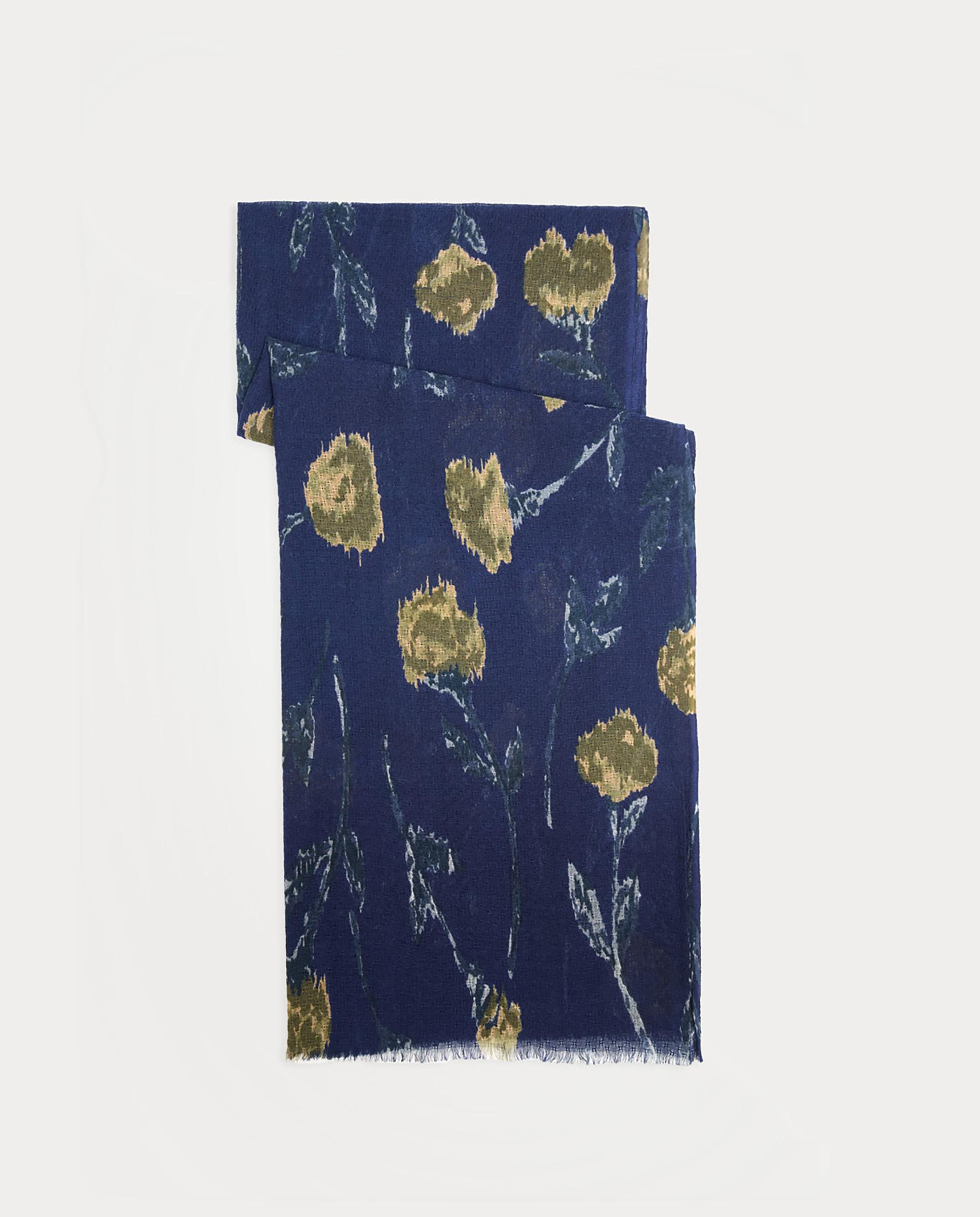 Fular de mujer 100% lana con estampado de flores - Nice Things - Azul marino Azul marino-1