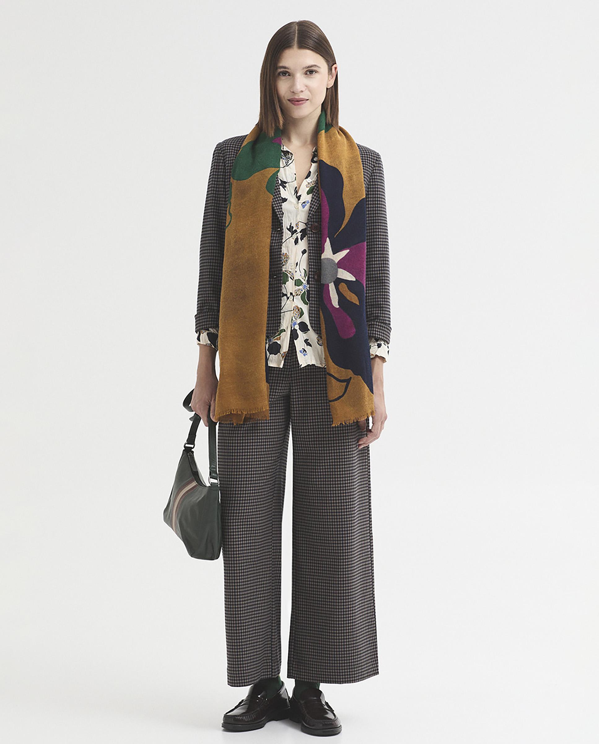Fular de mujer 100% lana con estampado de flores llamativas - Nice Things - Naranja Naranja-3