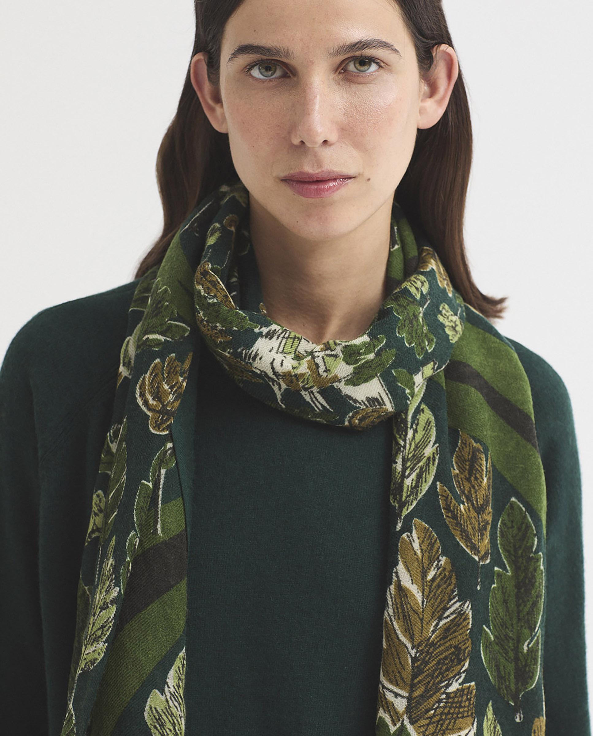 Fular de mujer 100% lana con estampados - Nice Things - Verde Verde-2
