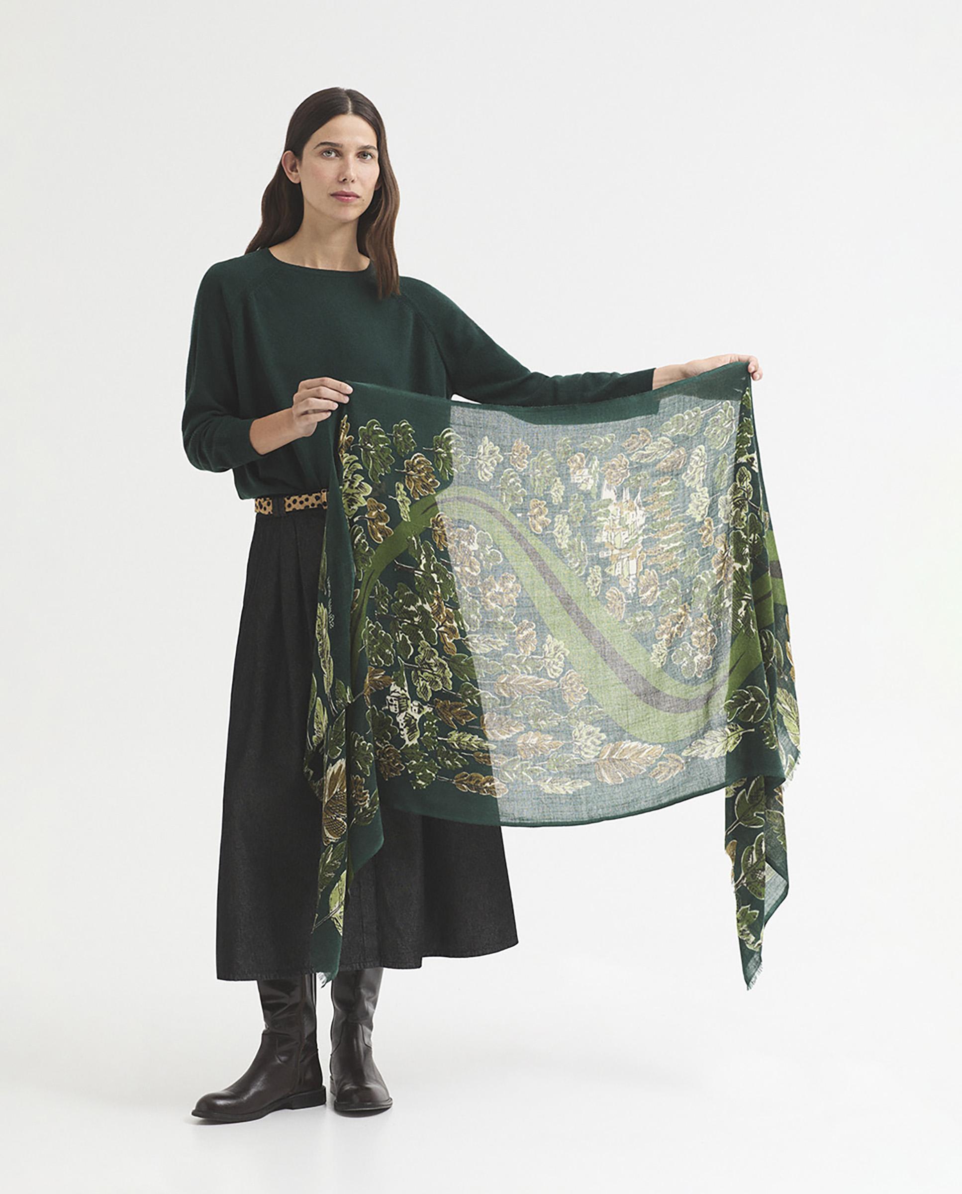 Fular de mujer 100% lana con estampados - Nice Things - Verde Verde-3
