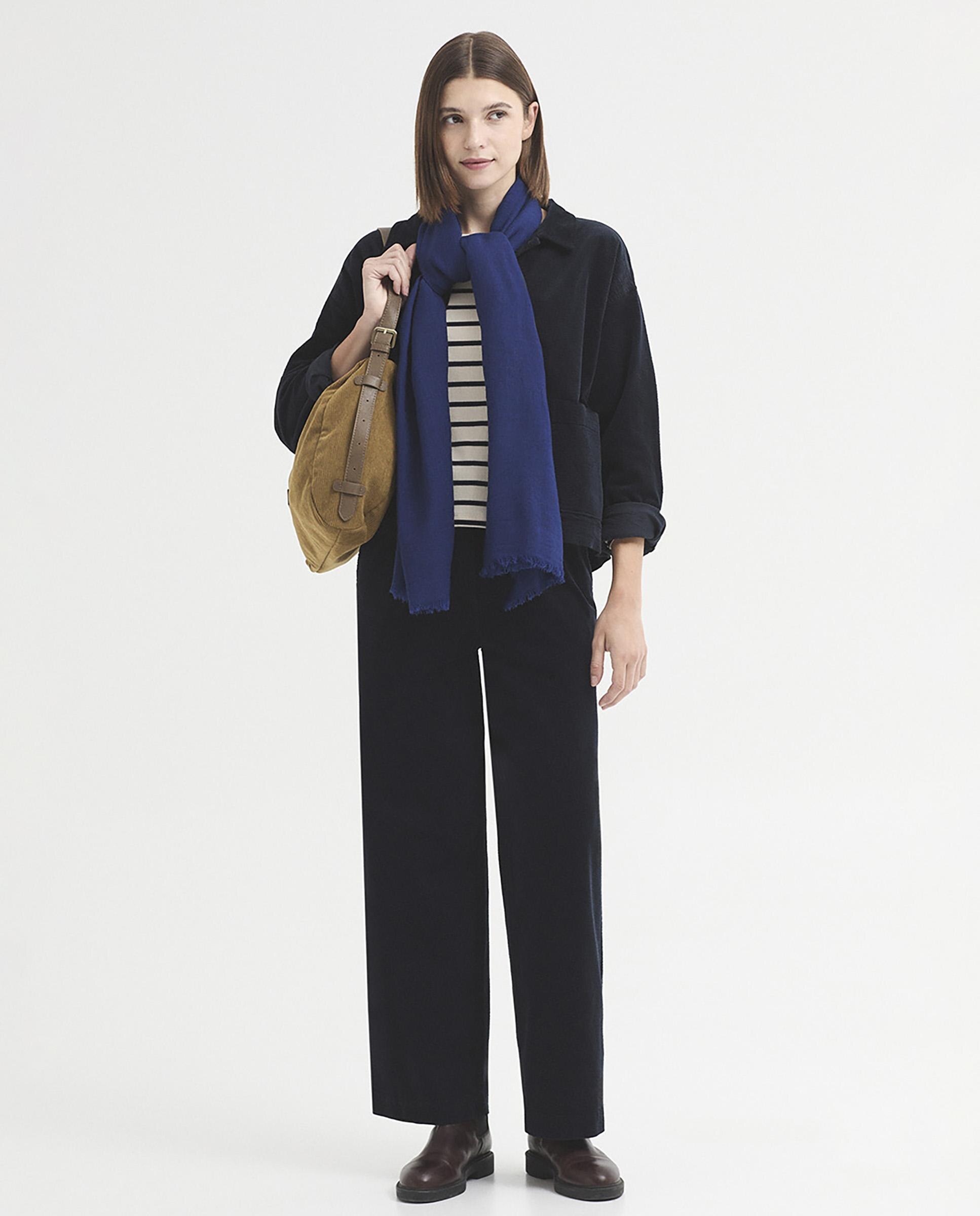 Fular de mujer 100% lana liso - Nice Things - Azul Azul-4