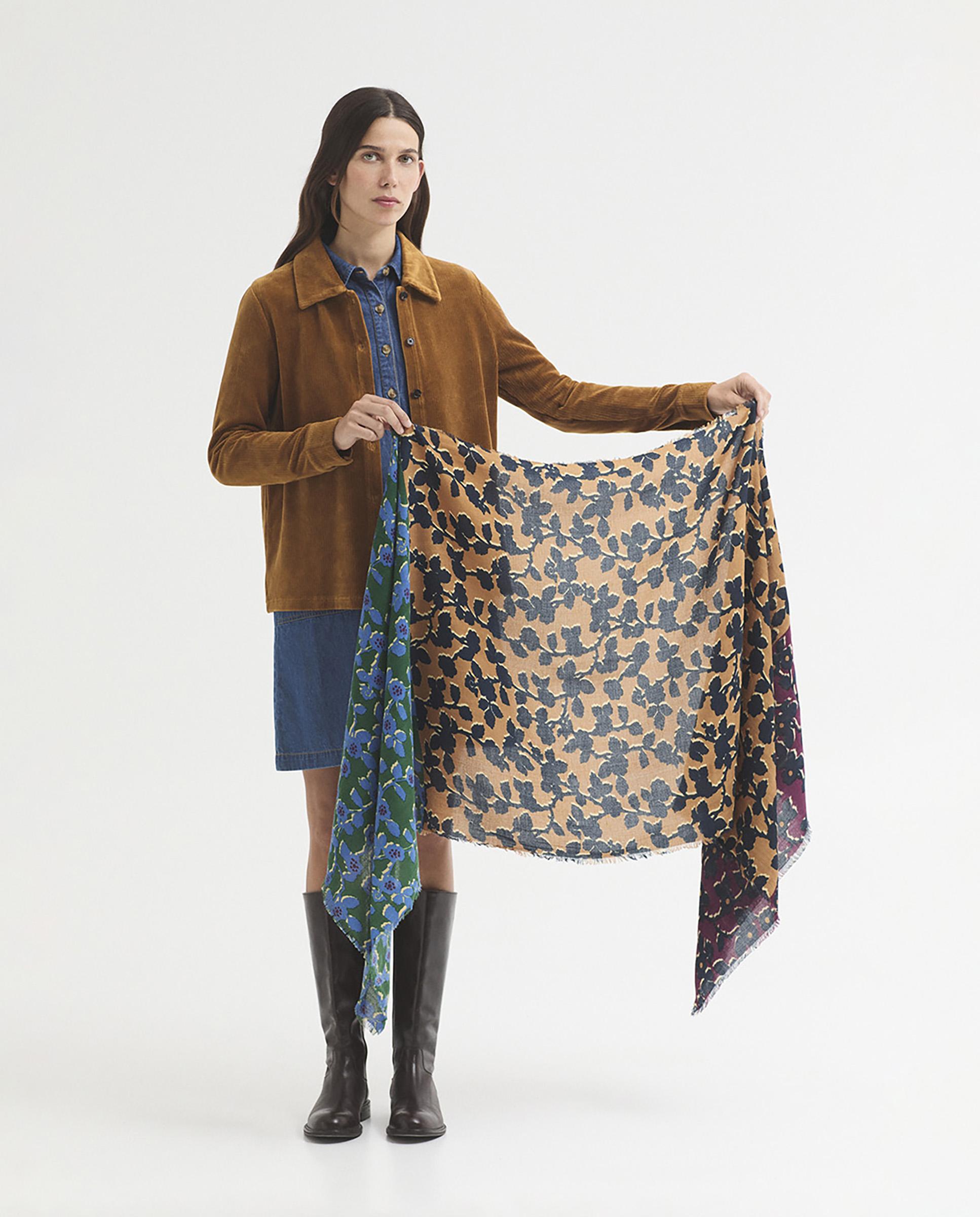 Fular de mujer en algodón con estampado de flores - Nice Things - Naranja Naranja-3
