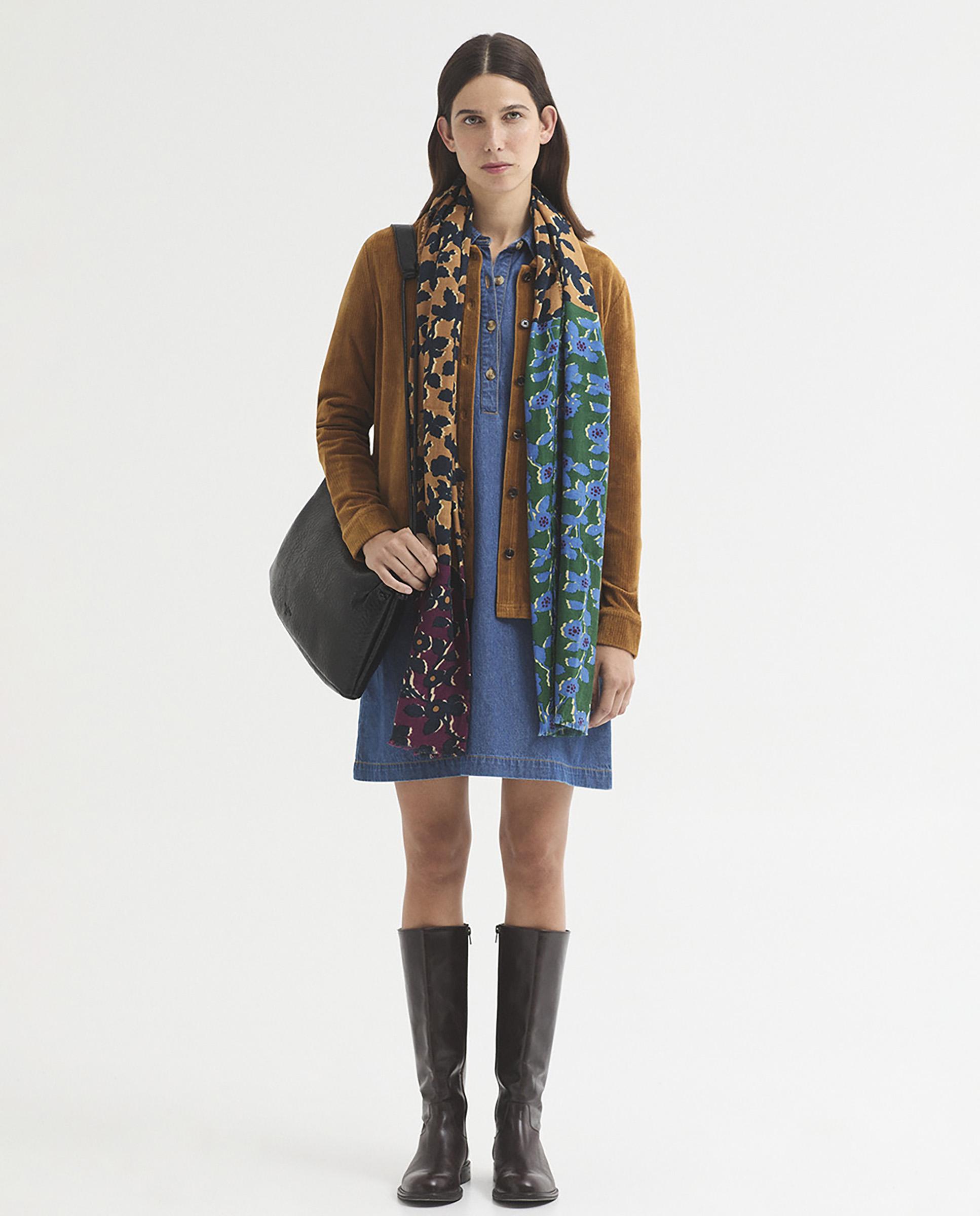 Fular de mujer en algodón con estampado de flores - Nice Things - Naranja Naranja-4