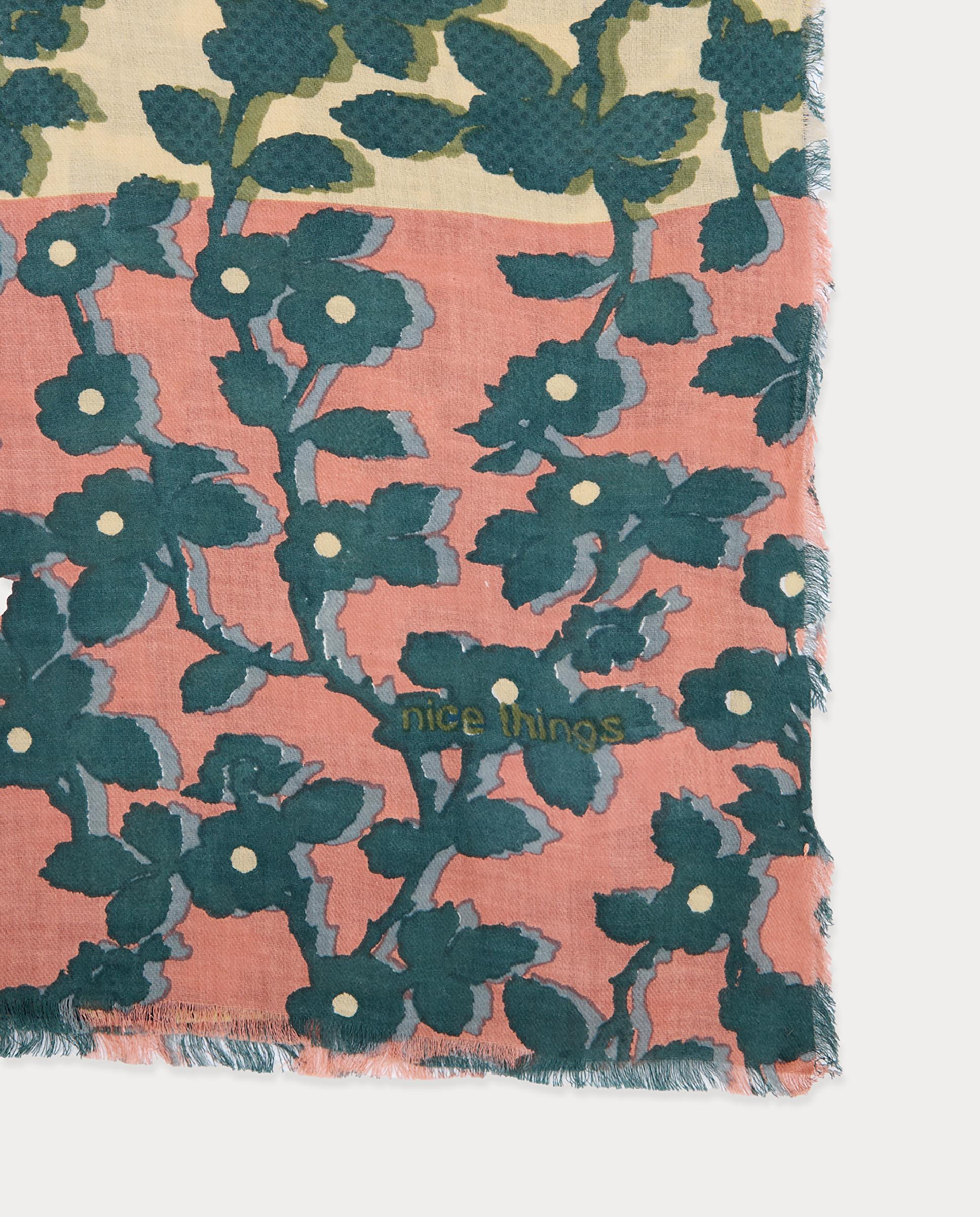Imagen 5 de Fular de mujer 100% lana con estampado de flores - Nice Things - Crudo Crudo