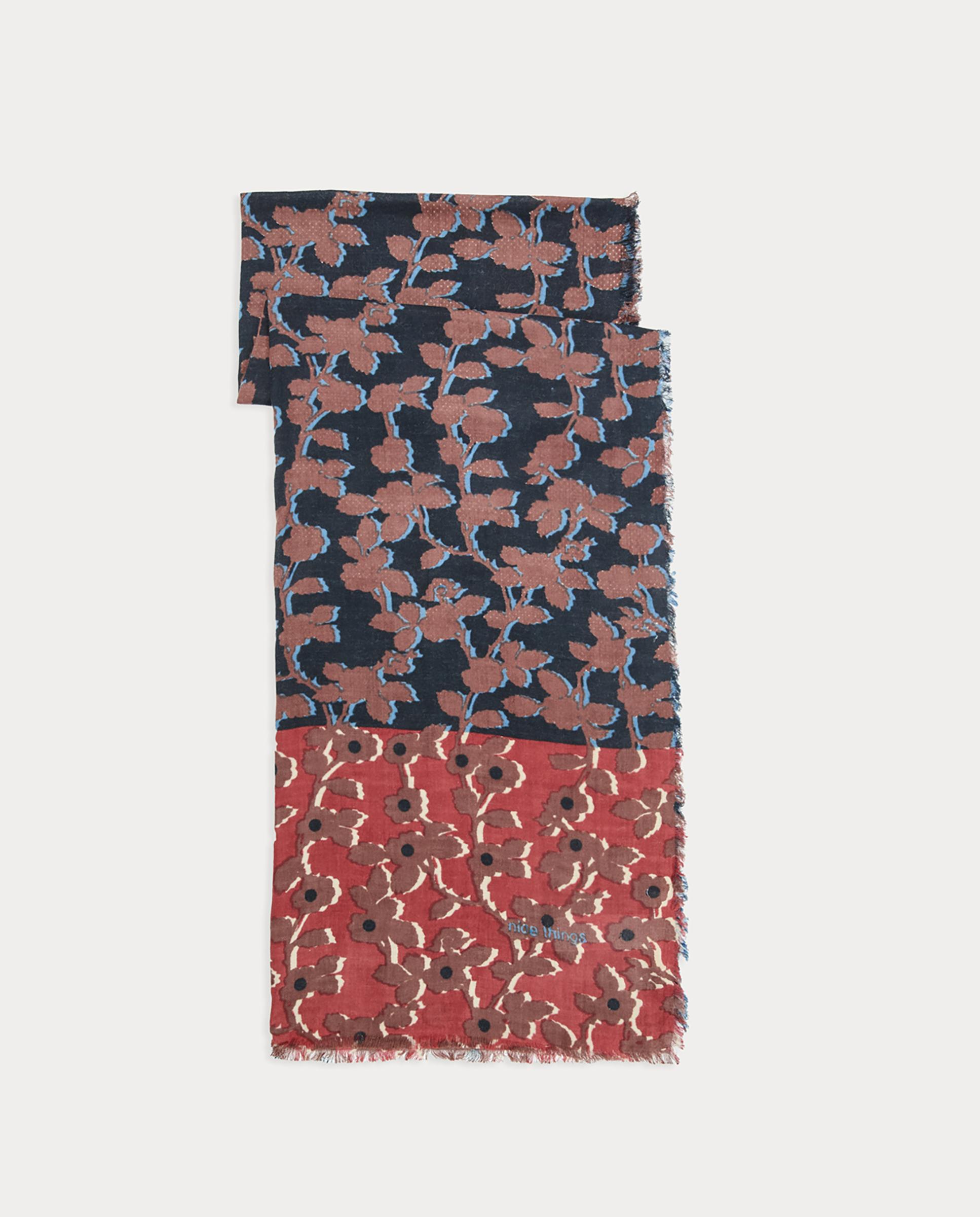 Fular de mujer en algodón con estampado de flores - Nice Things - Negro Negro-1