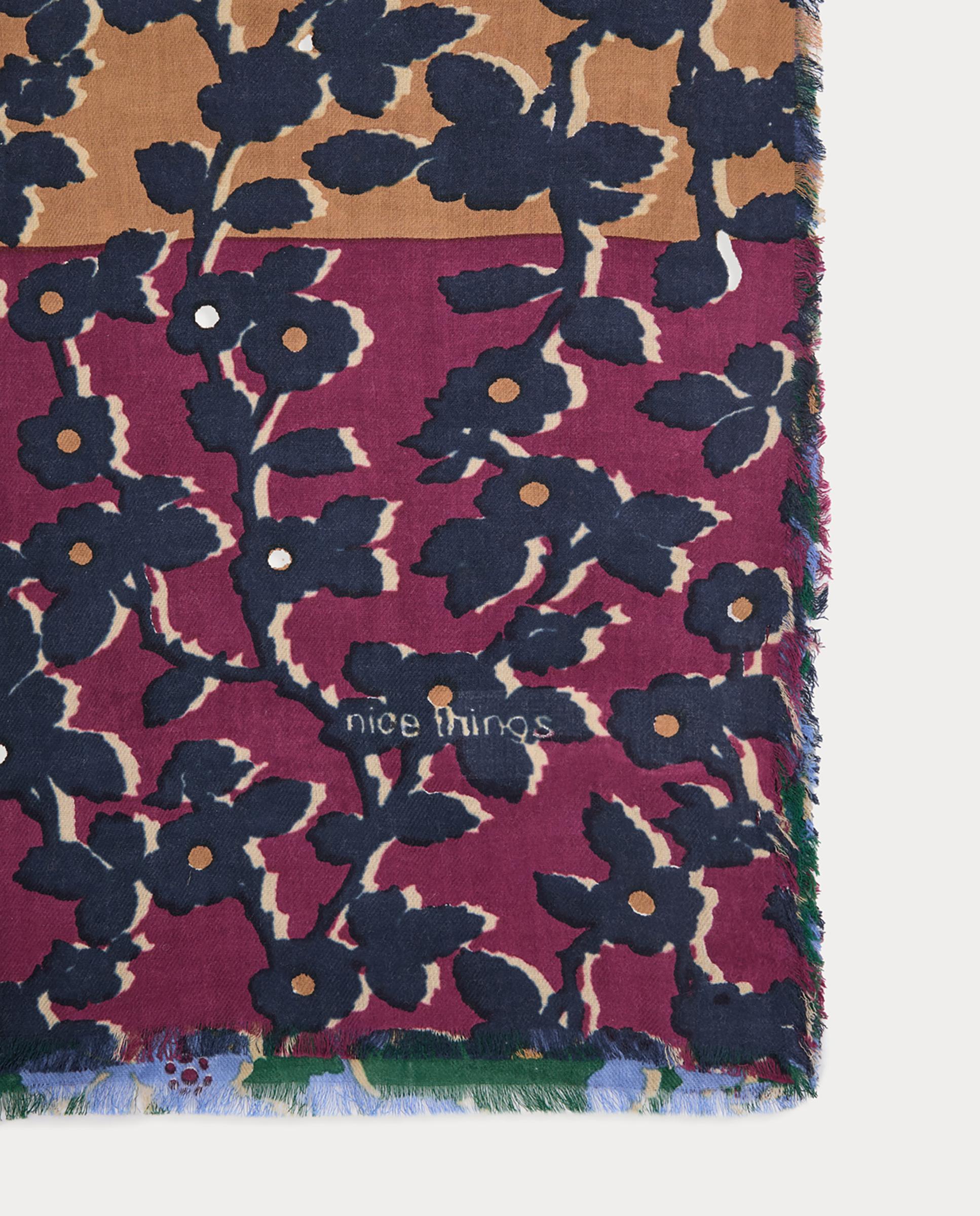 Fular de mujer en algodón con estampado de flores - Nice Things - Negro Negro-5