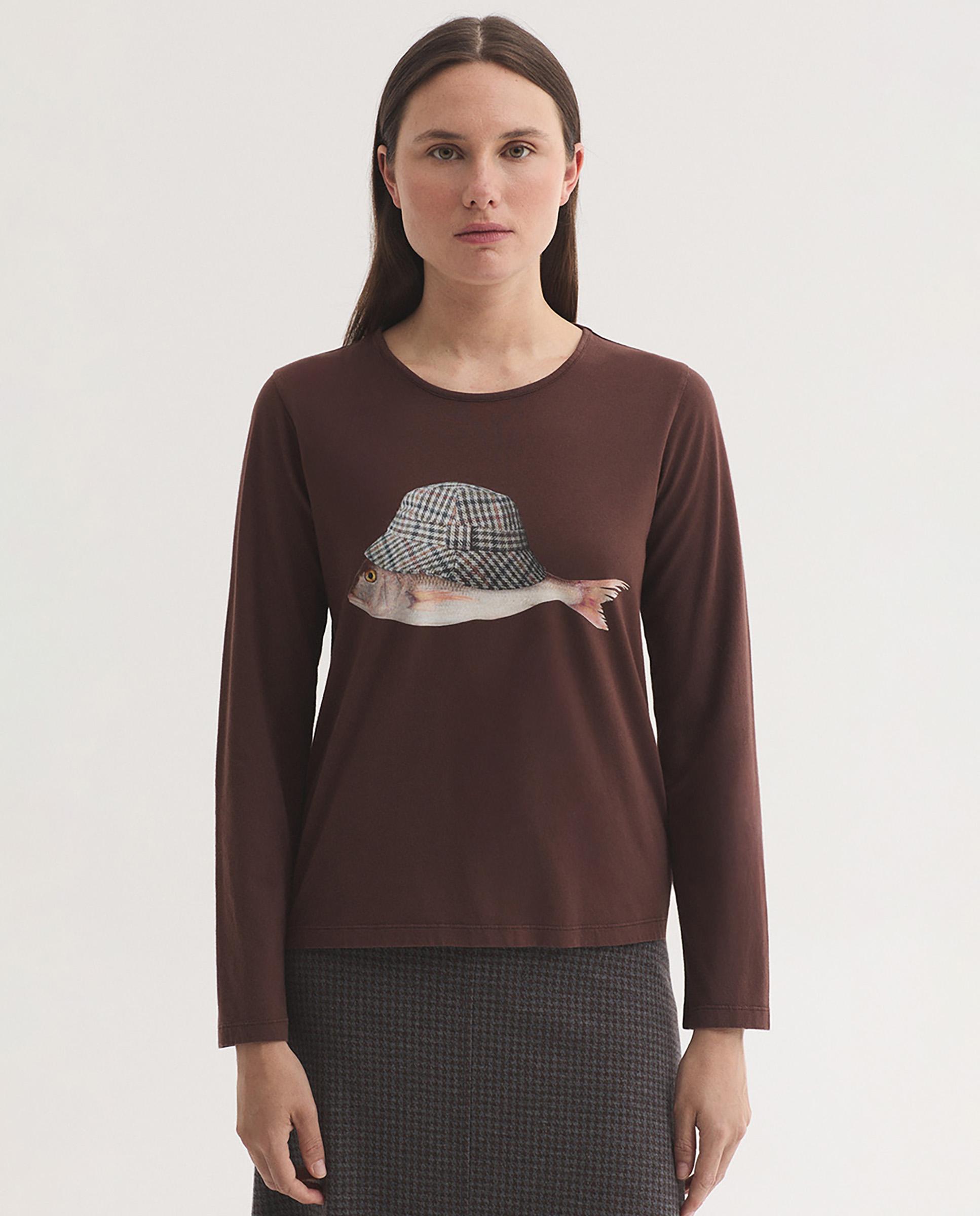 Camiseta de mujer 100% algodón de manga larga - Nice Things - Burdeos Burdeos-1