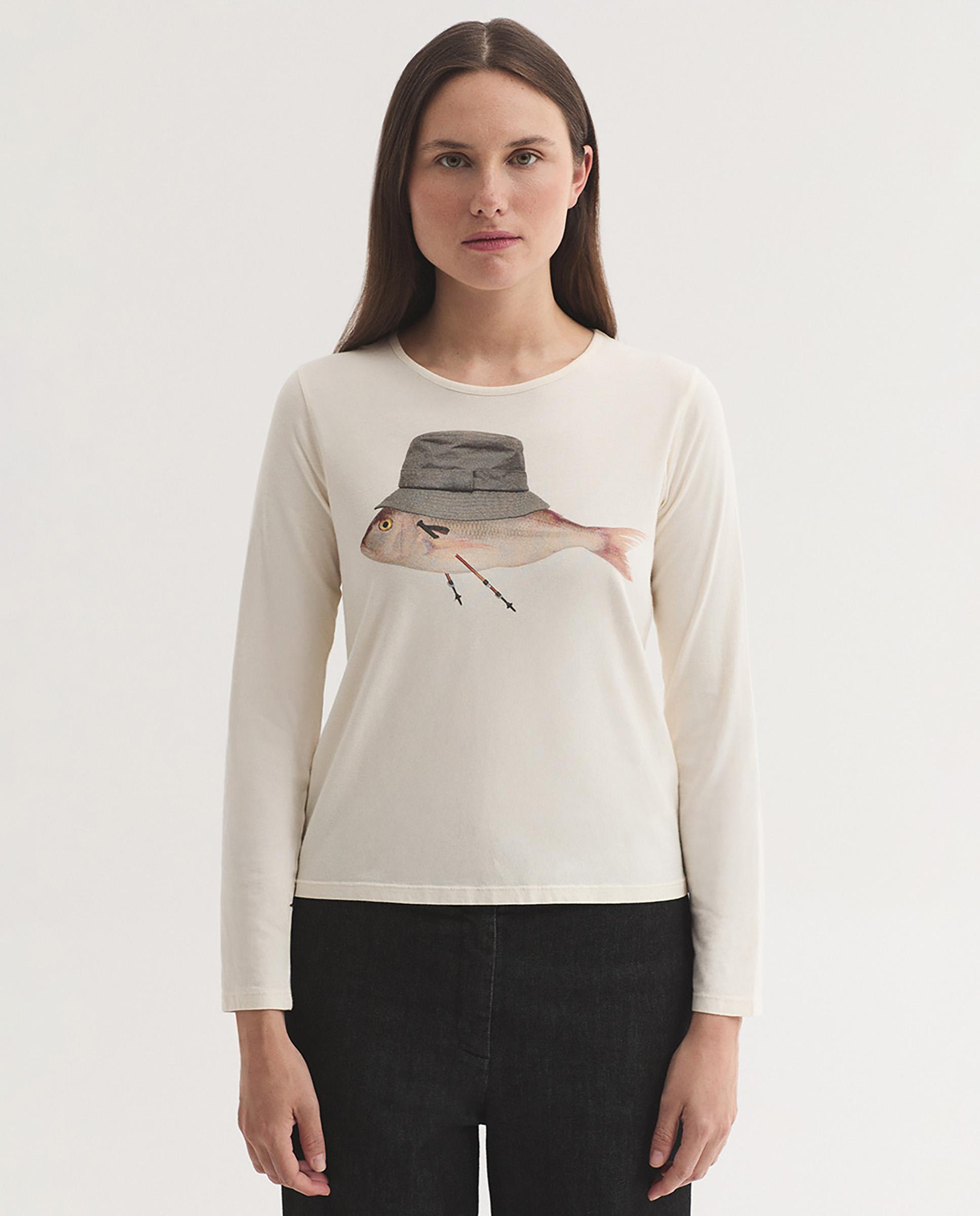 Camiseta de mujer 100% algodón de manga larga - Nice Things - Crudo Crudo-1