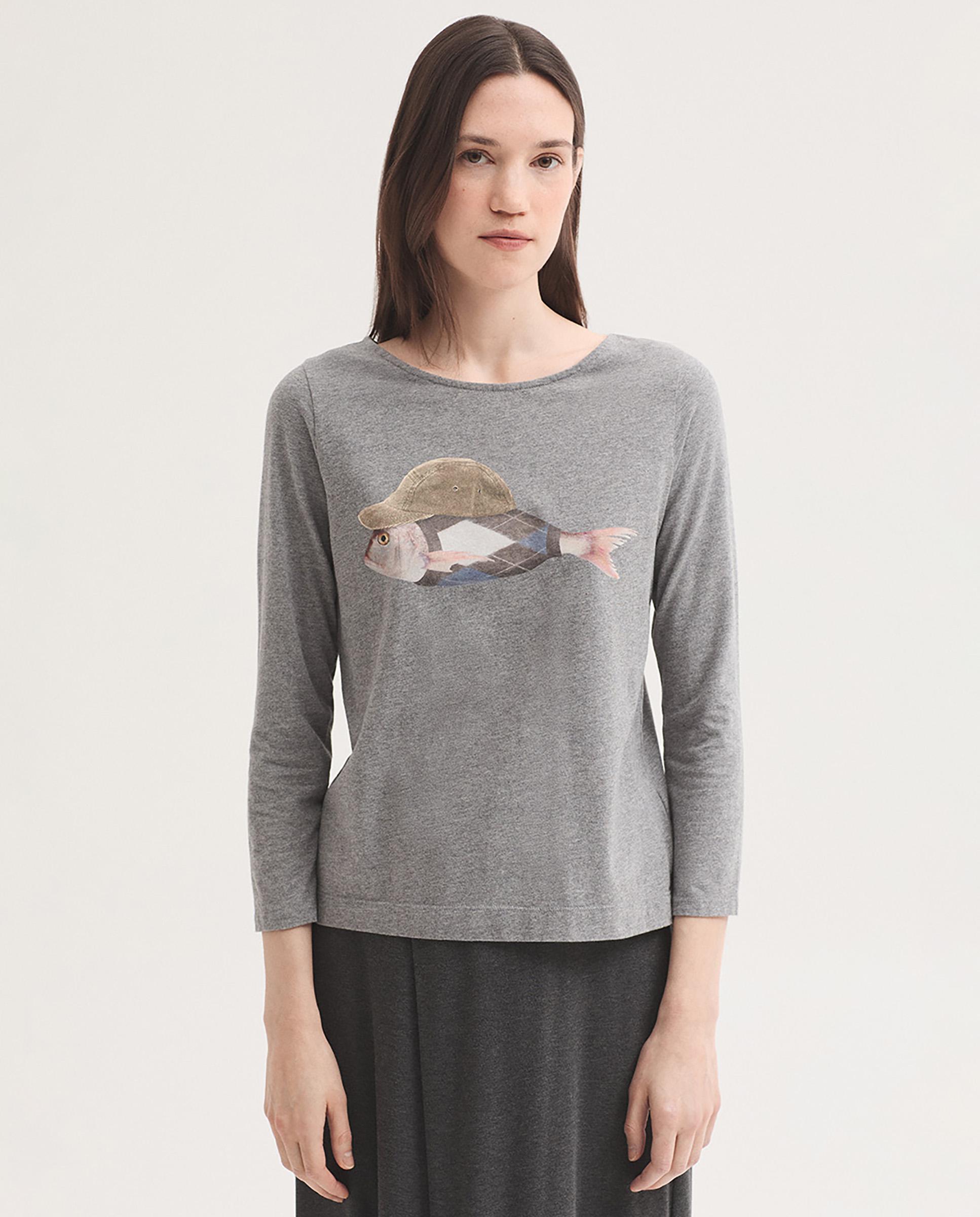 Camiseta de mujer 100% algodón con cuello barco - Nice Things - Gris Gris-1