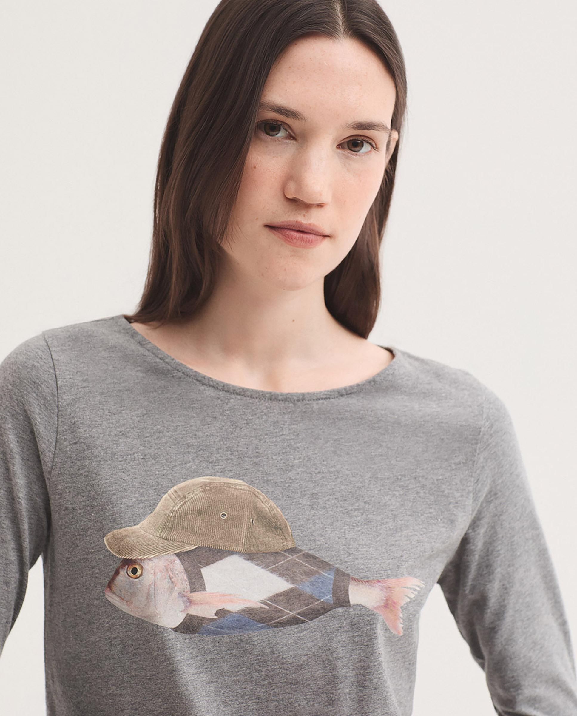 Camiseta de mujer 100% algodón con cuello barco - Nice Things - Gris Gris-2
