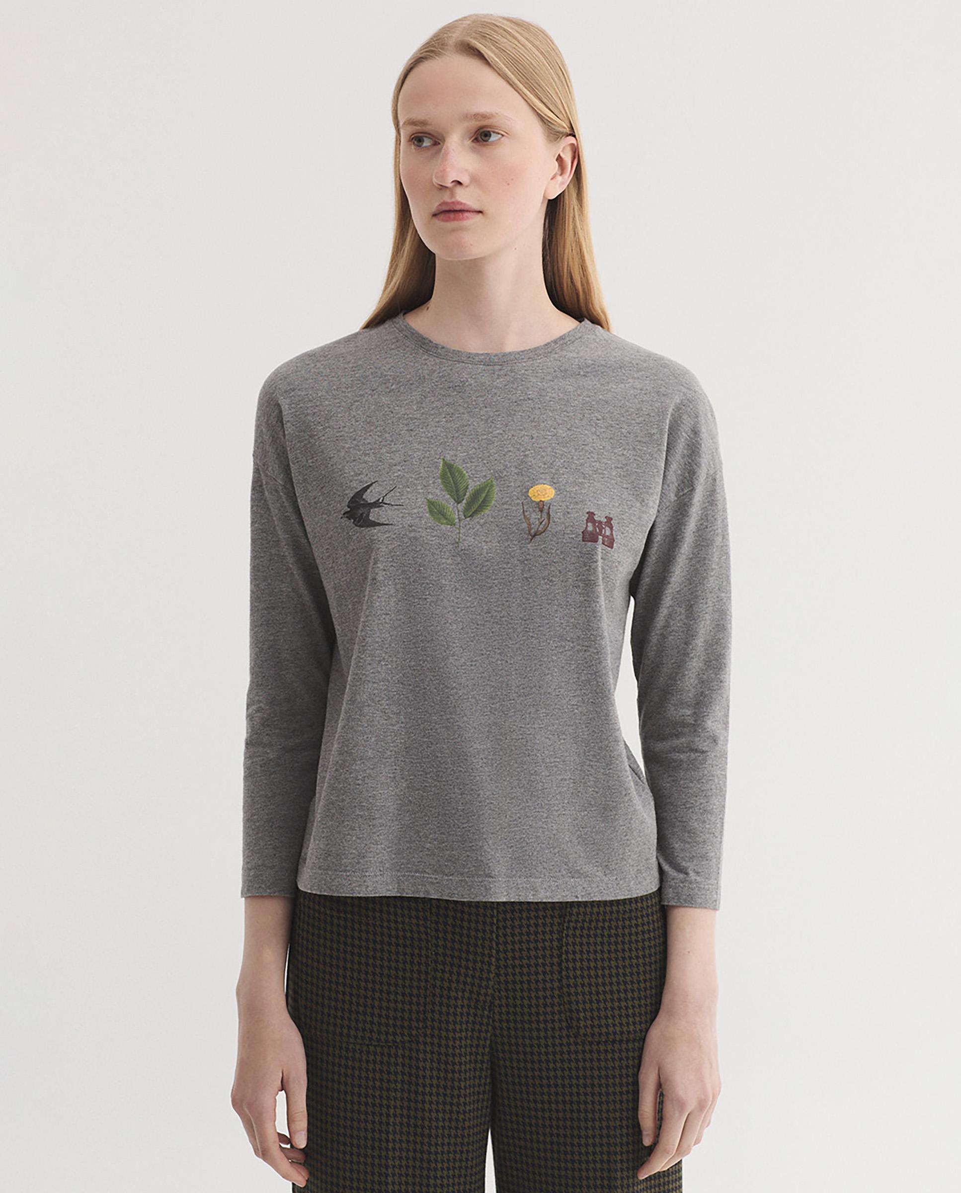 Camiseta de mujer 100% algodón con estampados - Nice Things - Gris Gris-1