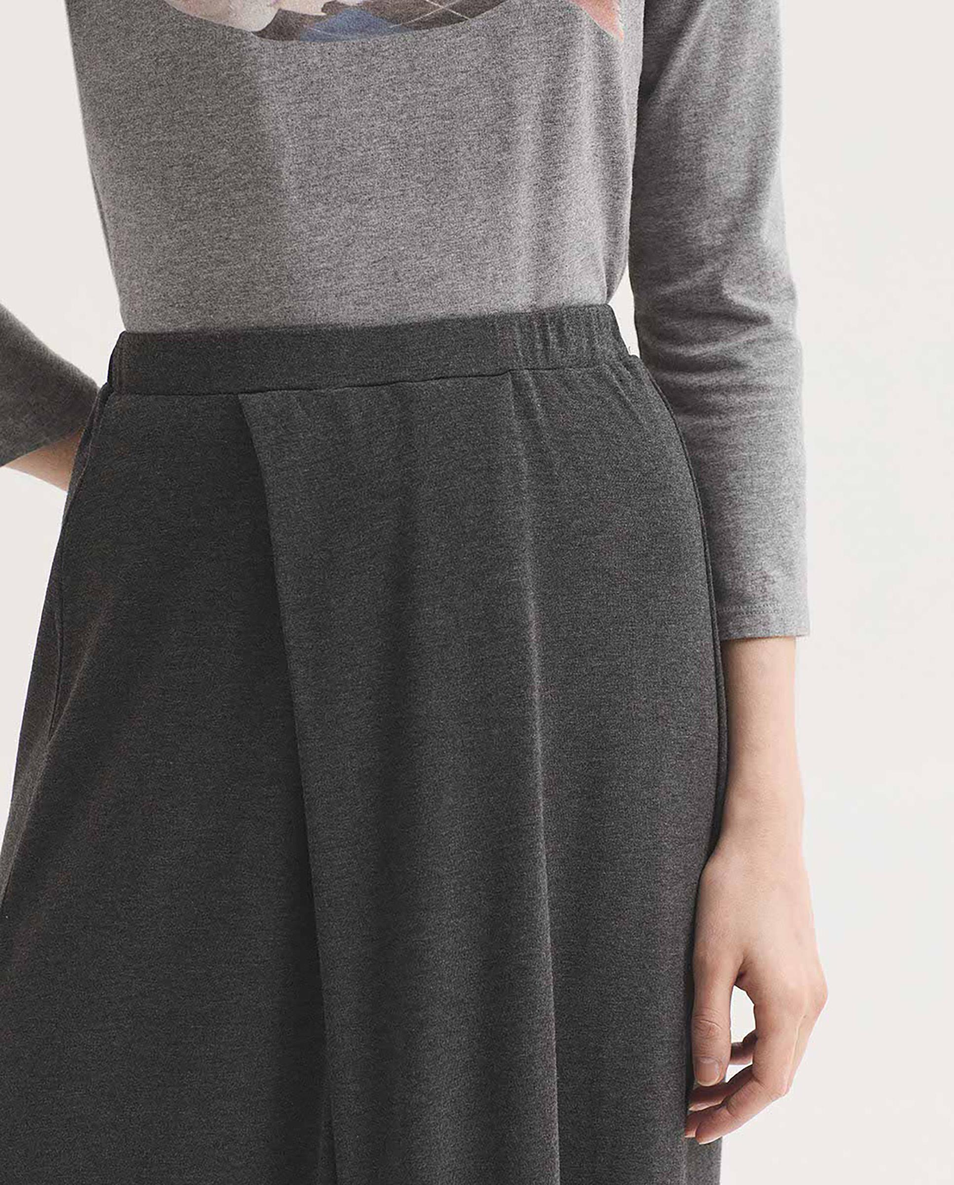 Falda larga con cinturilla de goma y detalle de pliegue - Nice Things - Gris Gris-2