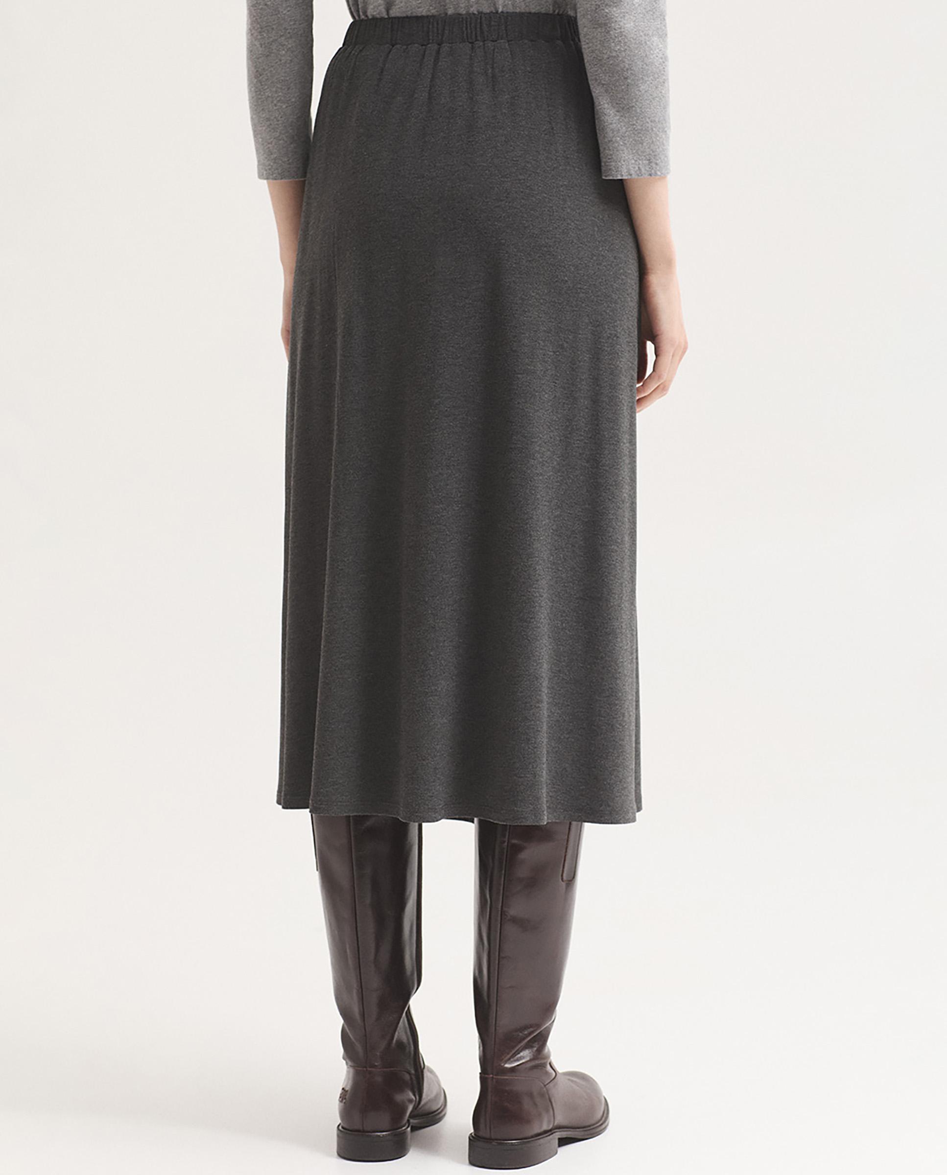 Falda larga con cinturilla de goma y detalle de pliegue - Nice Things - Gris Gris-3