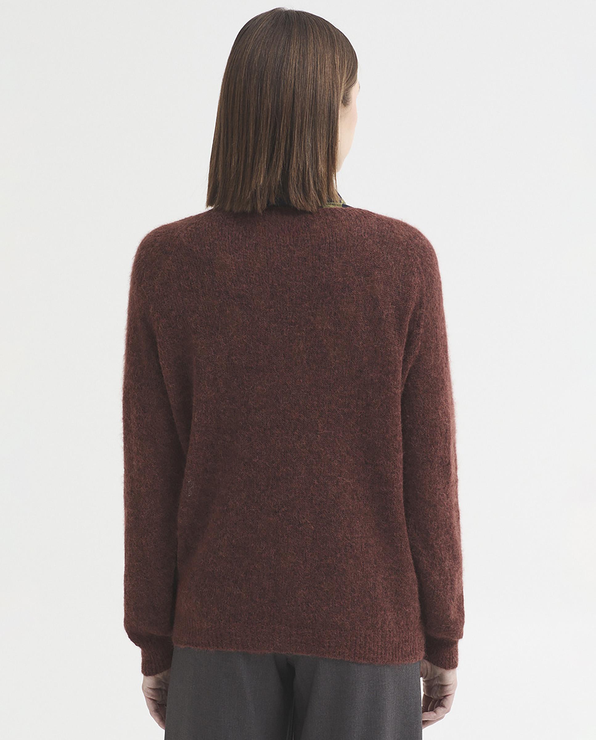 Jersey de mujer fino con cuello redondo - Nice Things - Marrón Marrón-5