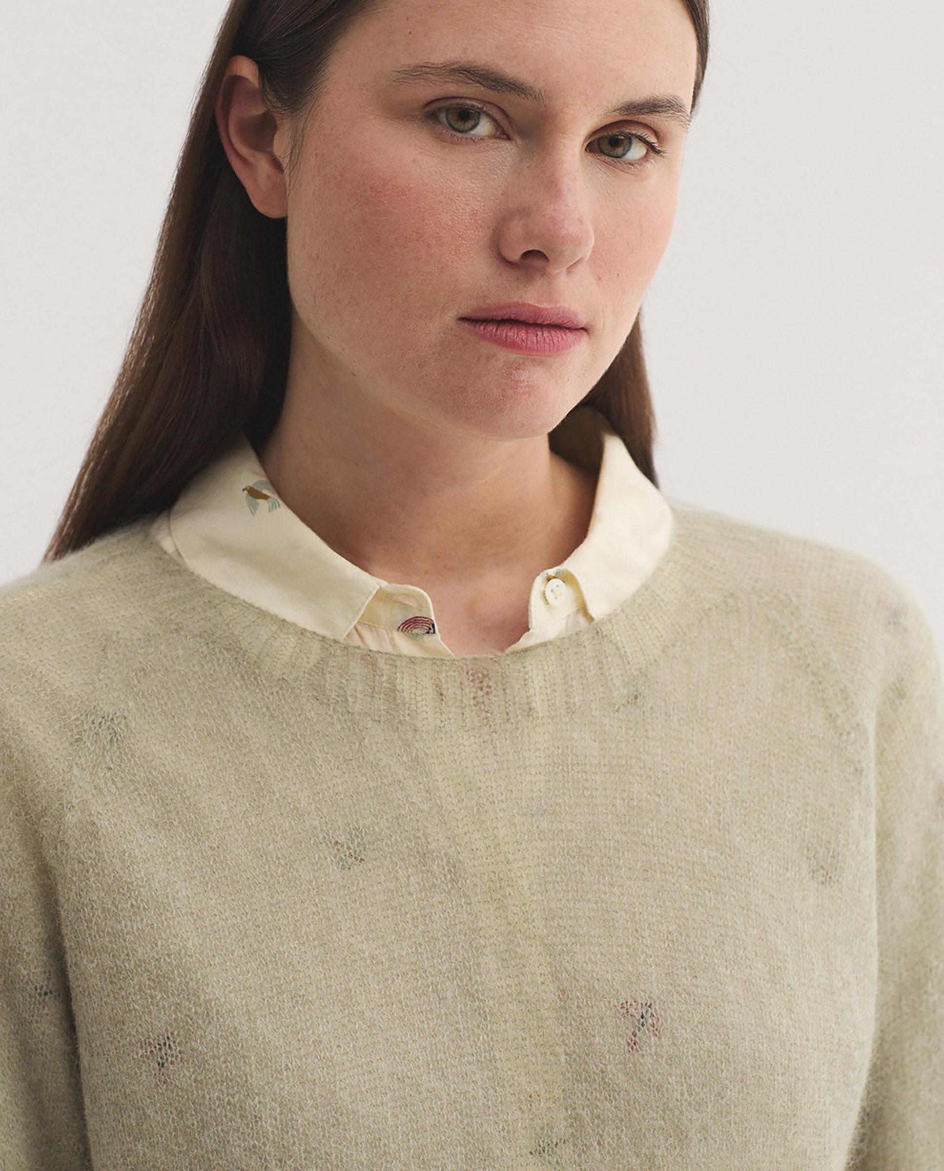 Jersey de mujer fino con cuello redondo - Nice Things - Verde claro Verde claro-2