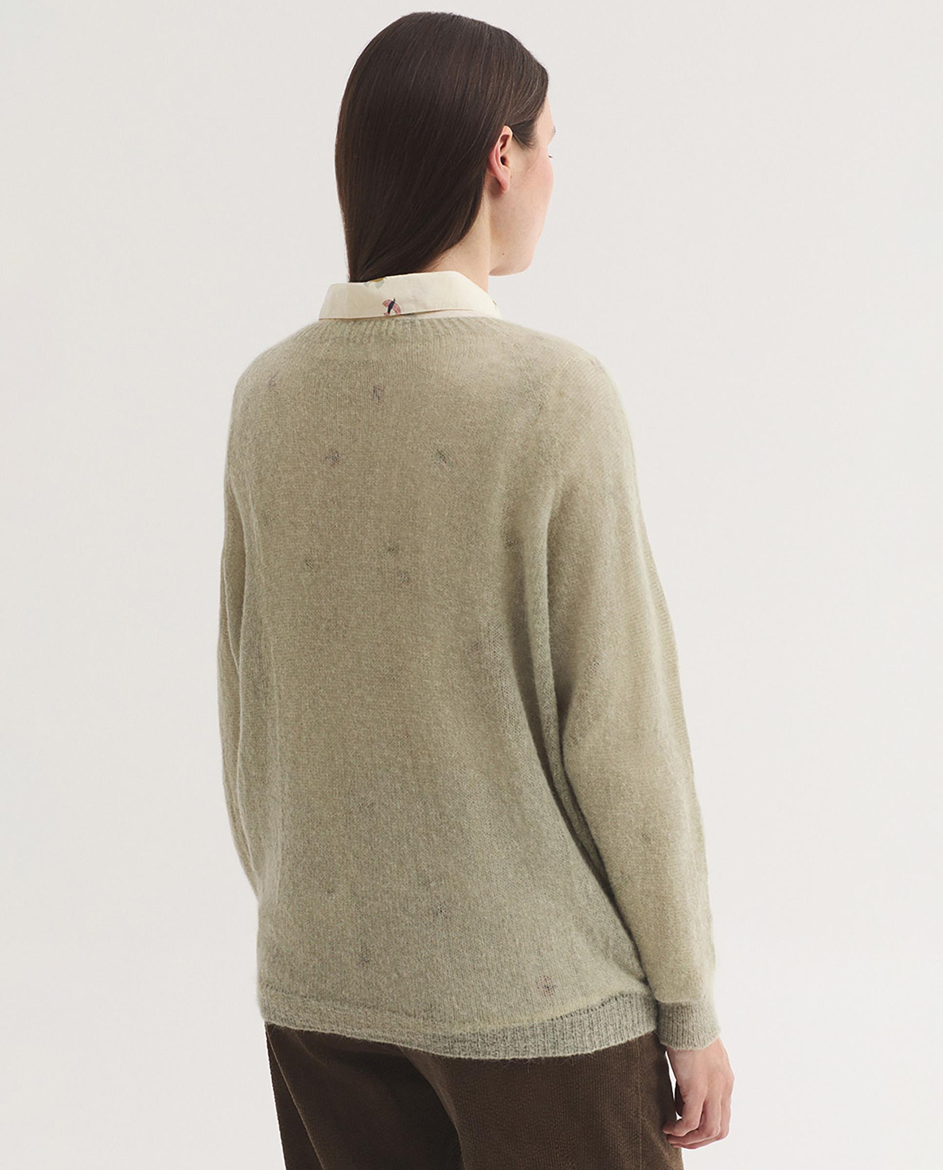 Jersey de mujer fino con cuello redondo - Nice Things - Verde claro Verde claro-4