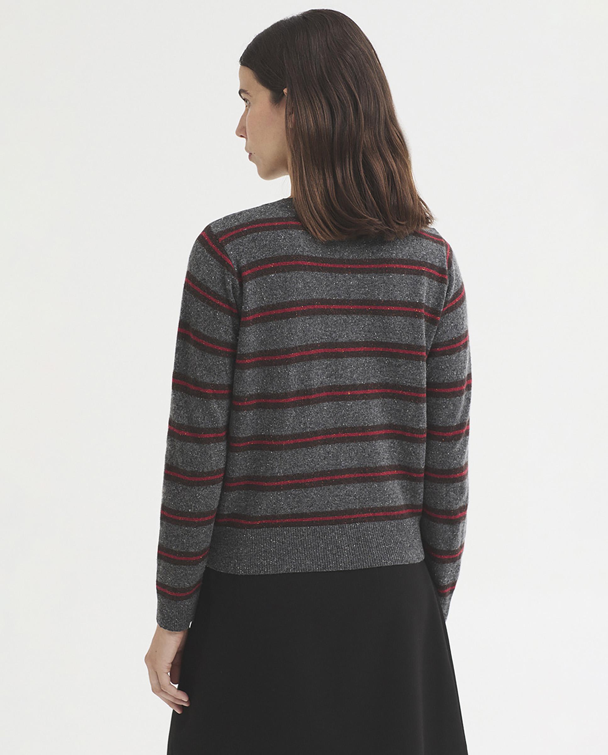 Jersey de mujer con rayas y cuello redondo - Nice Things - Gris Gris-5