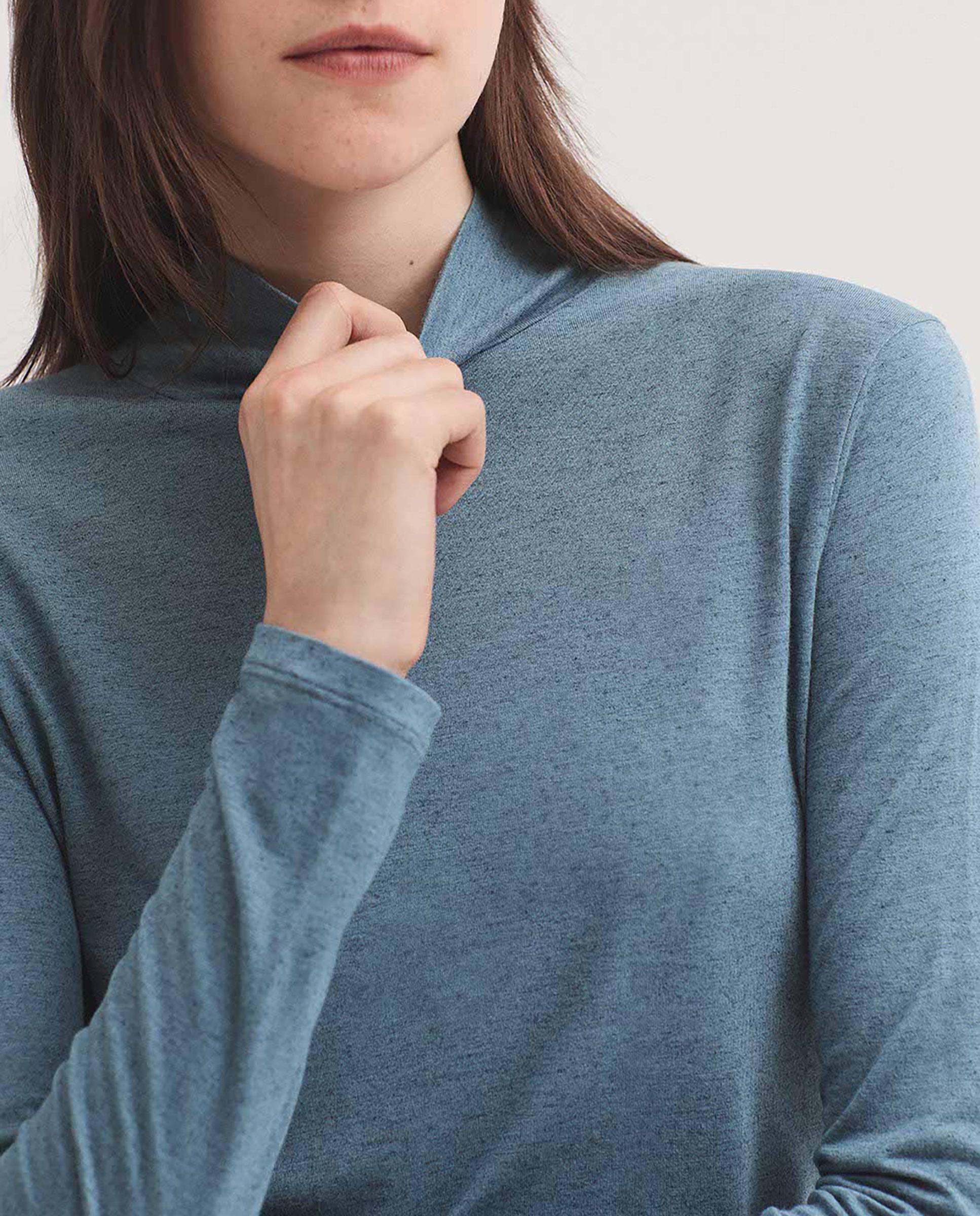 Camiseta de mujer con cuello alto y manga larga - Nice Things - Azul Azul-3