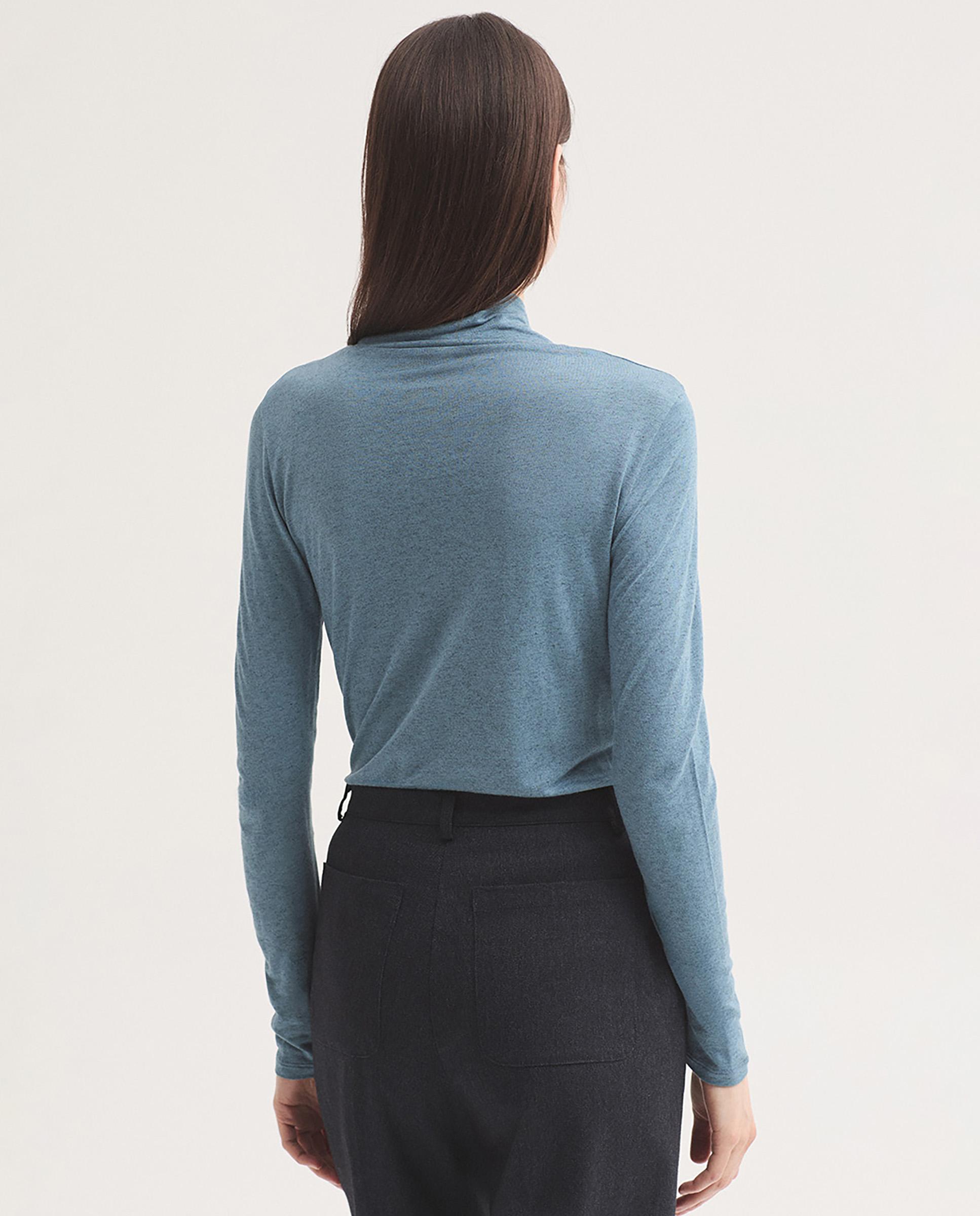 Camiseta de mujer con cuello alto y manga larga - Nice Things - Azul Azul-4