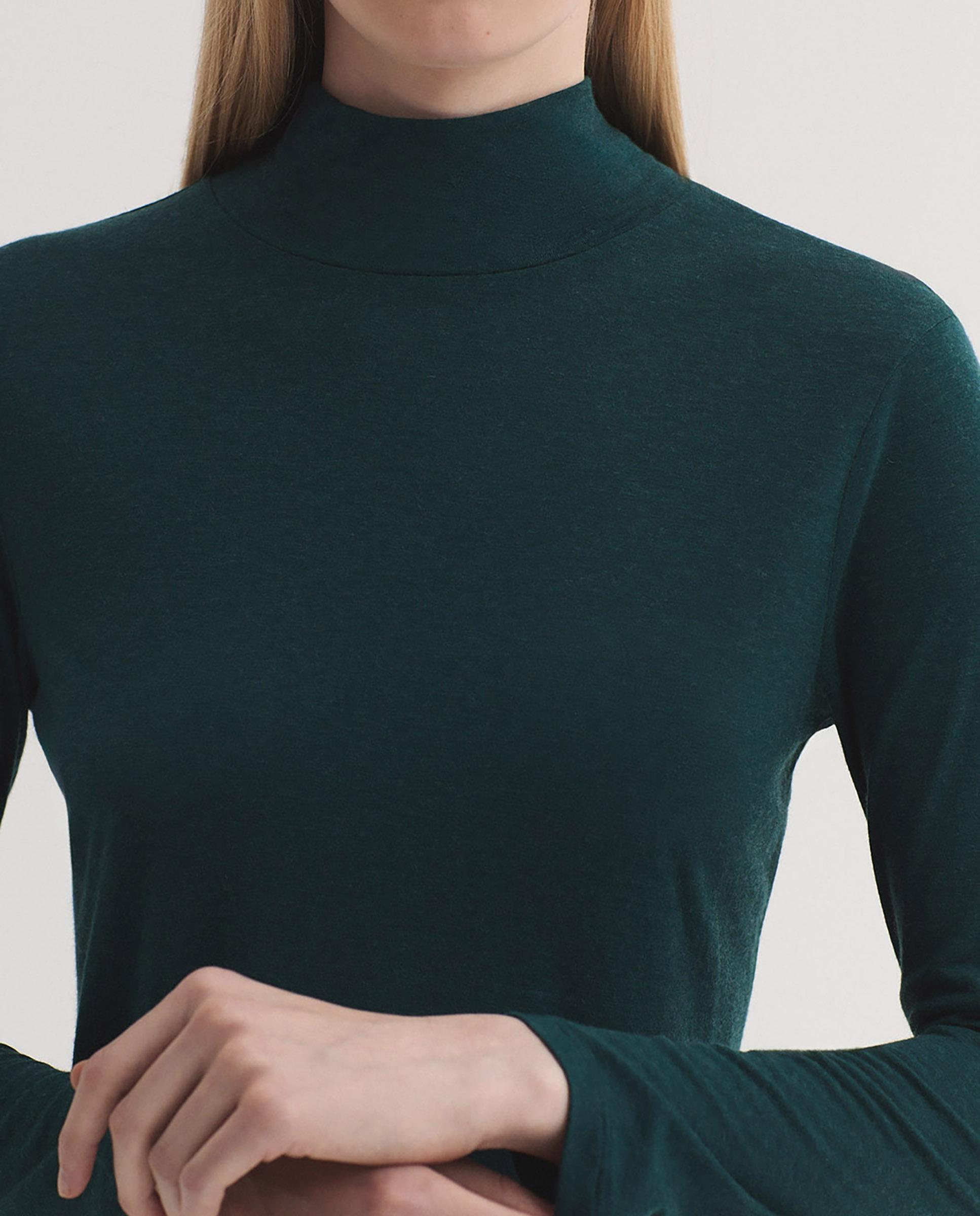 Camiseta de mujer con cuello alto y manga larga - Nice Things - Verde Verde-3