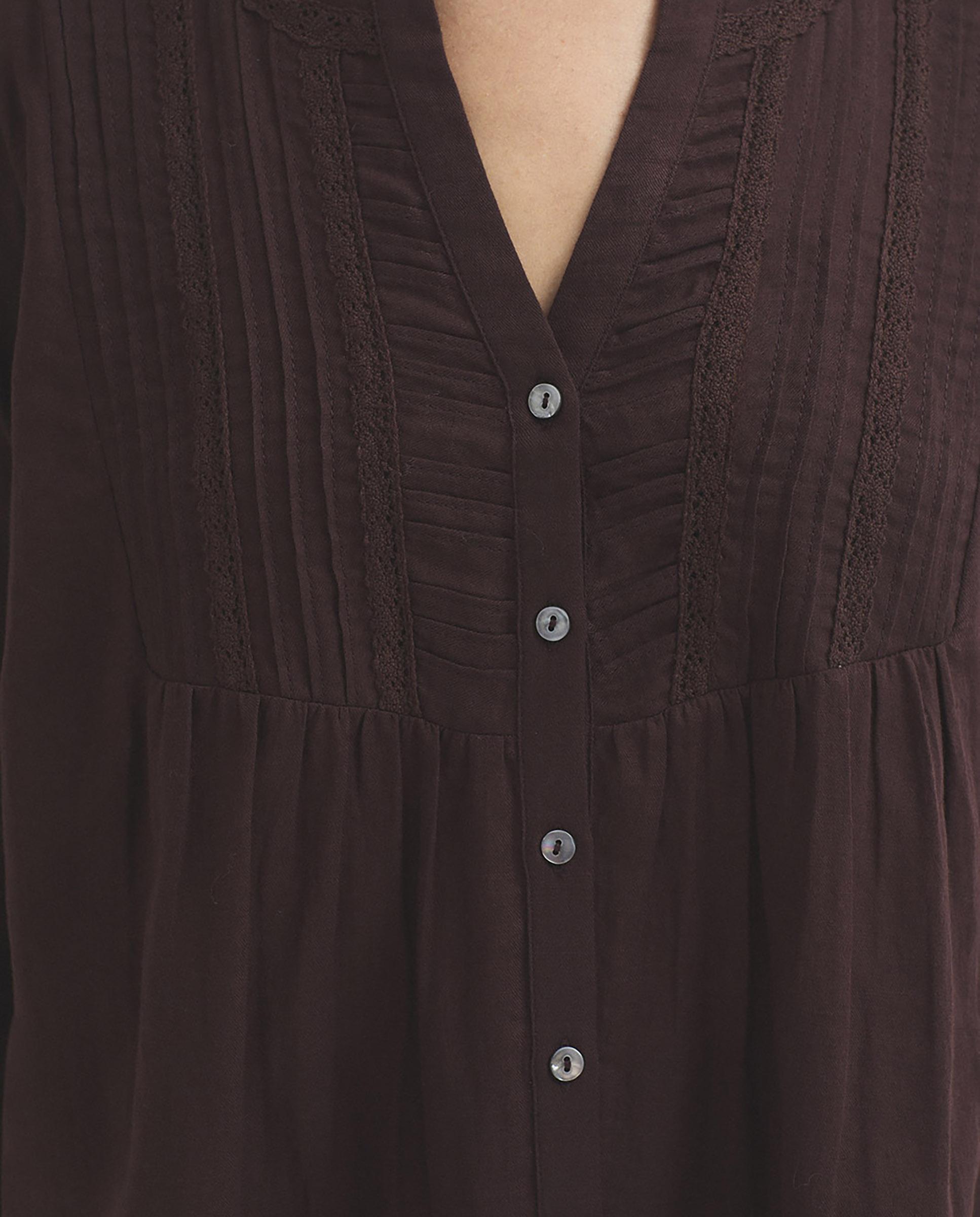 Camisa de mujer 100% algodón con escote de pico - Nice Things - Burdeos Burdeos-3