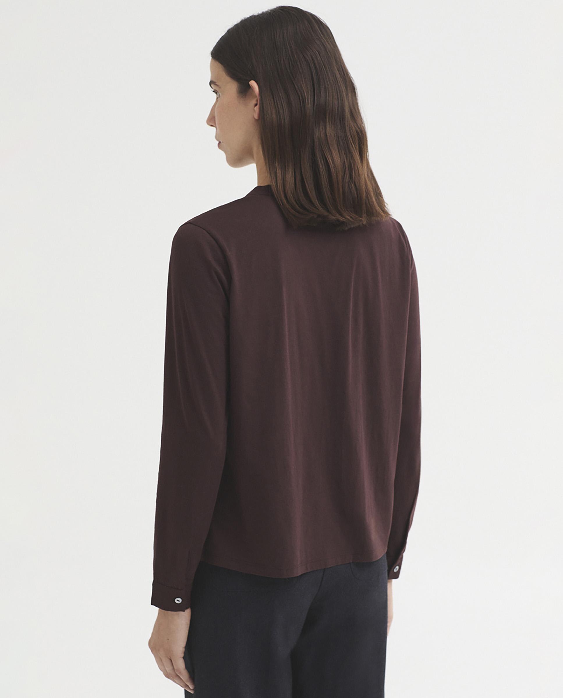 Camisa de mujer 100% algodón con escote de pico - Nice Things - Burdeos Burdeos-4
