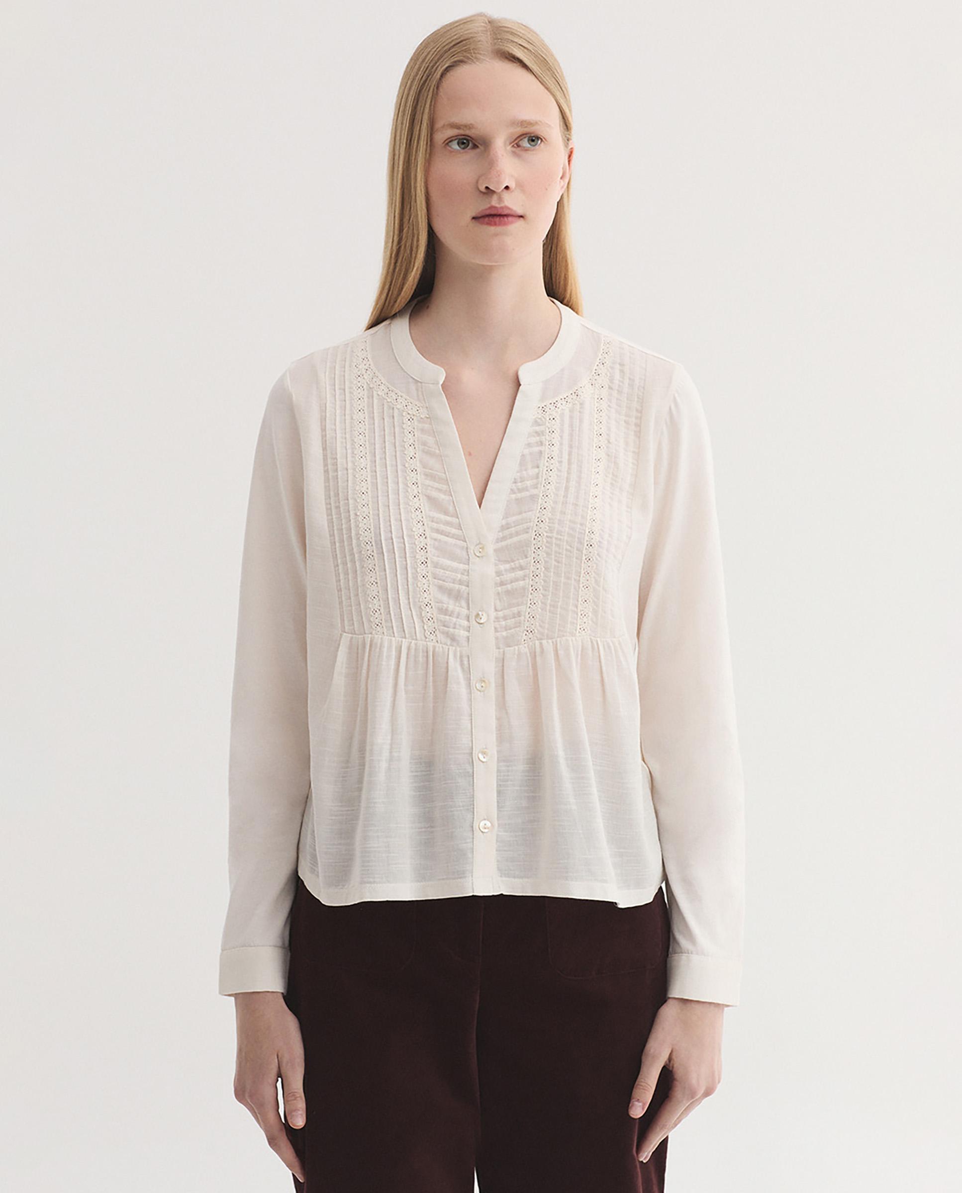 Camisa de mujer 100% algodón con cuello mao - Nice Things - Crudo Crudo-1