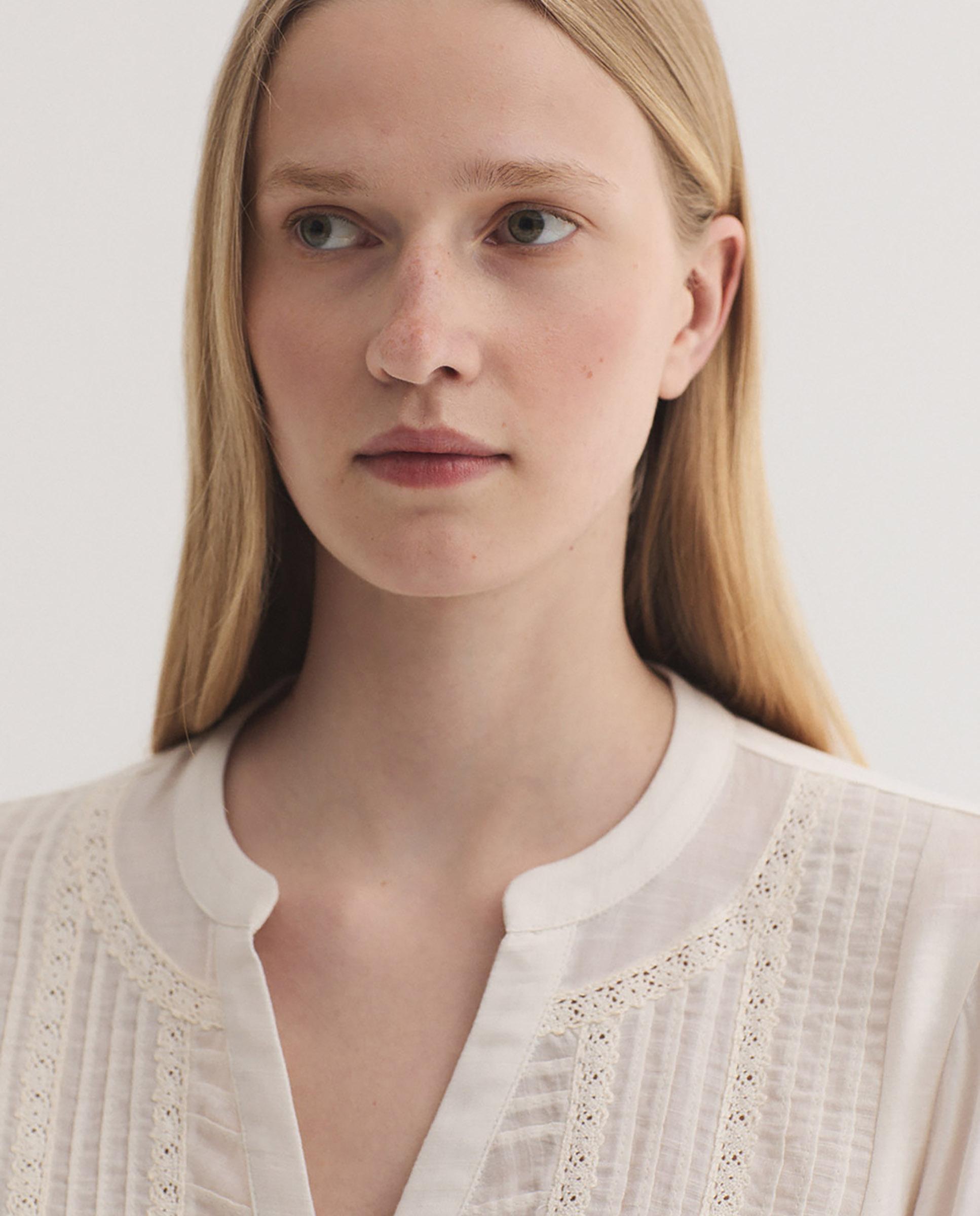 Camisa de mujer 100% algodón con cuello mao - Nice Things - Crudo Crudo-2