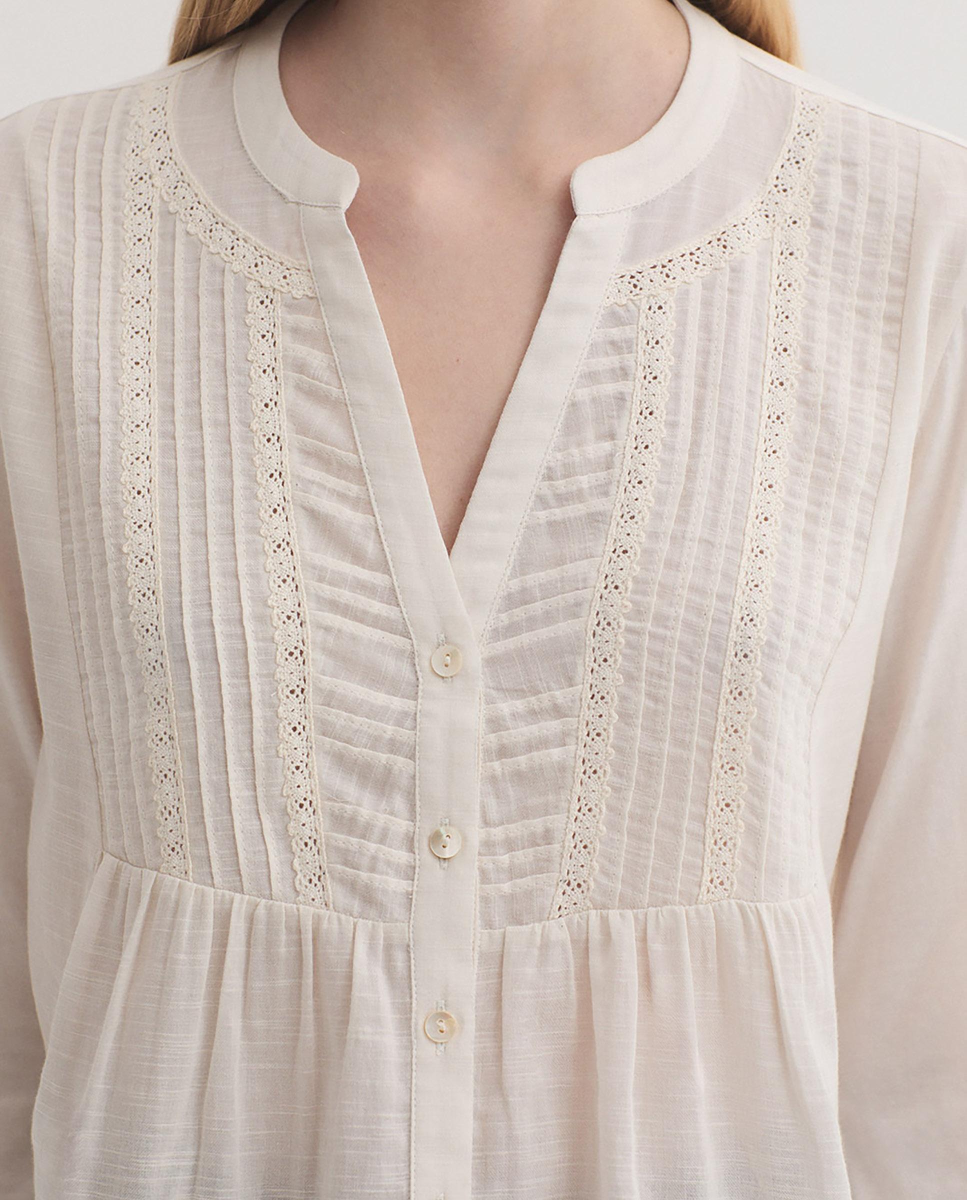 Camisa de mujer 100% algodón con cuello mao - Nice Things - Crudo Crudo-3
