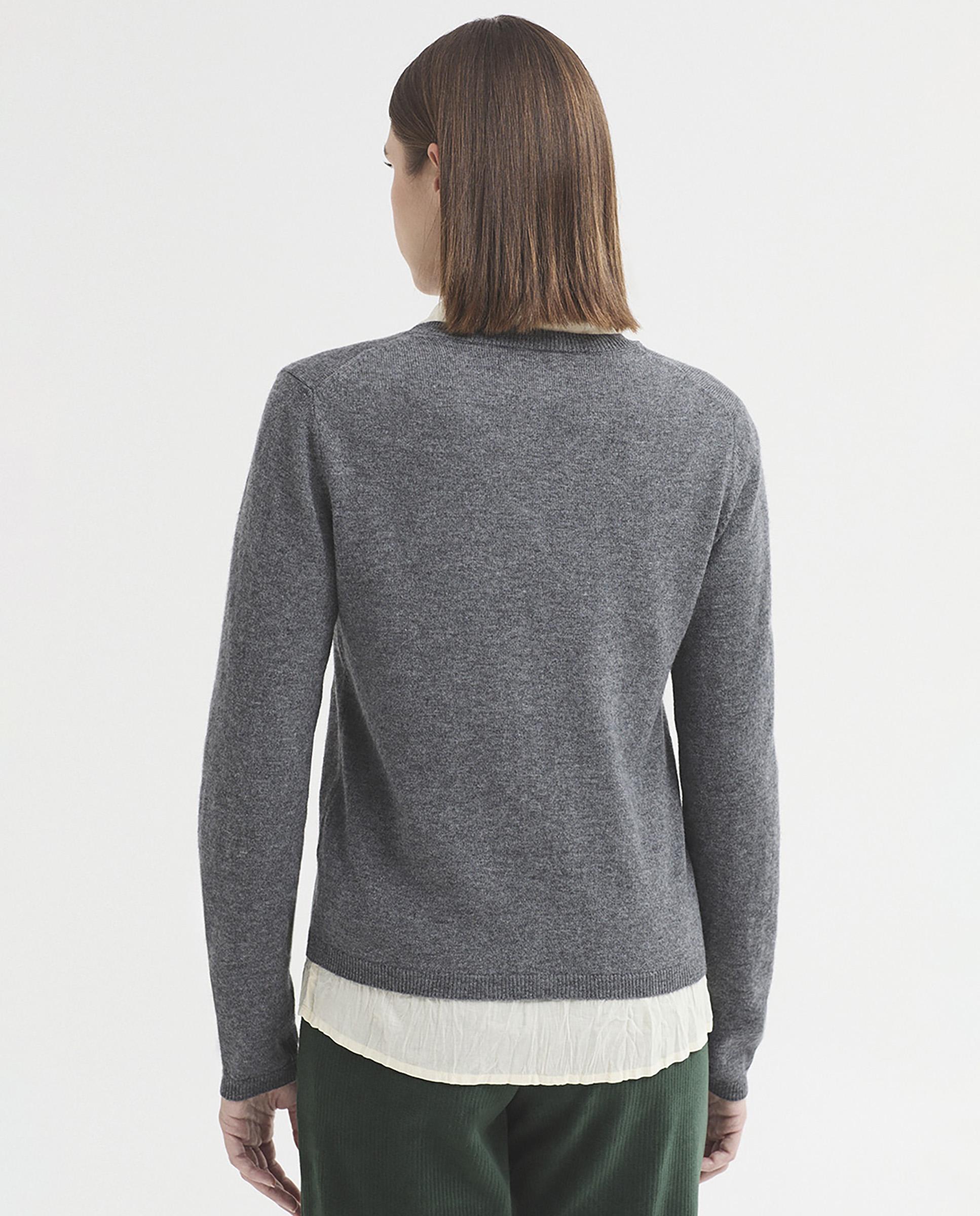 Cárdigan de mujer de punto con bordados de flores - Nice Things - Gris Gris-5