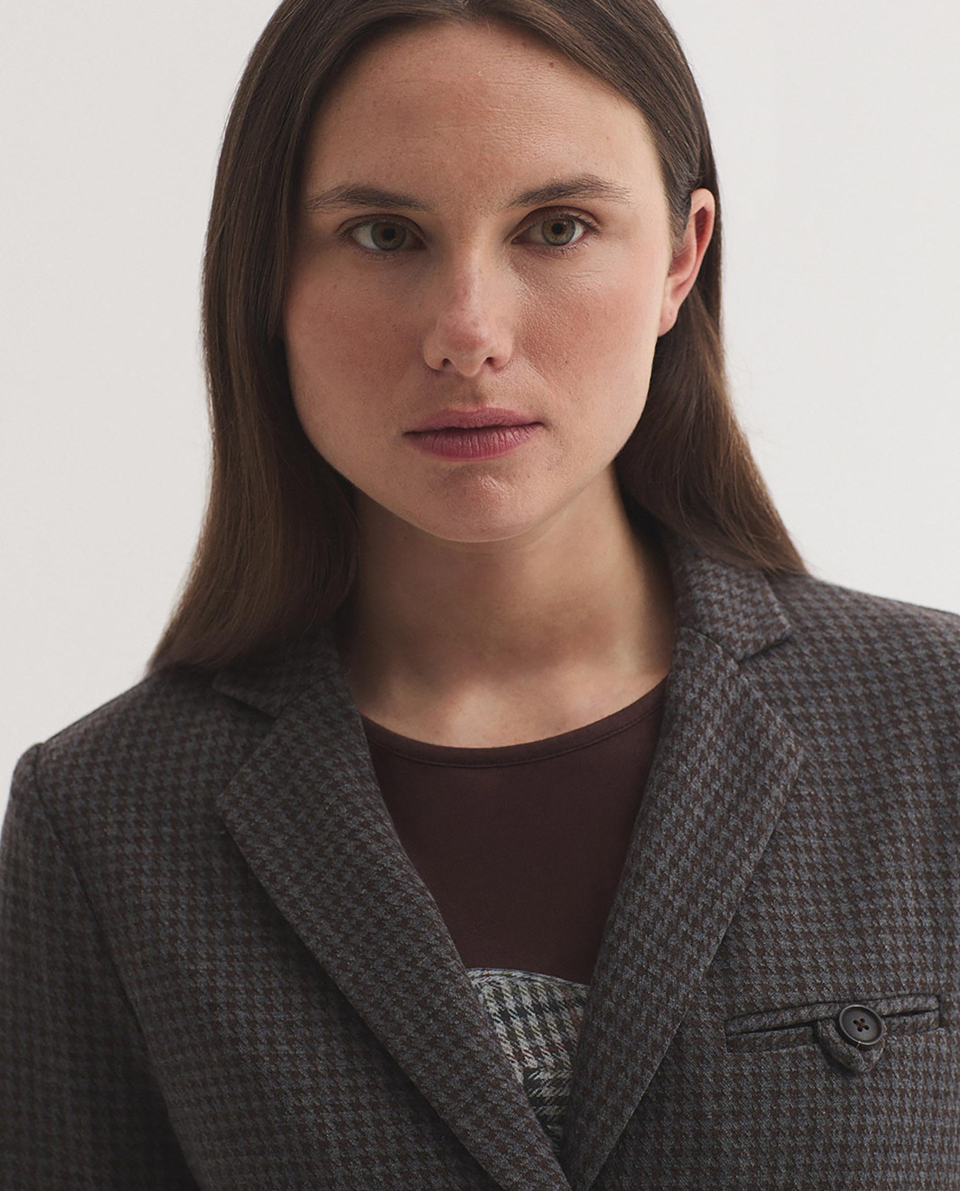 Blazer de mujer con pata de gallo y cuello solapa - Nice Things - Gris Gris-2