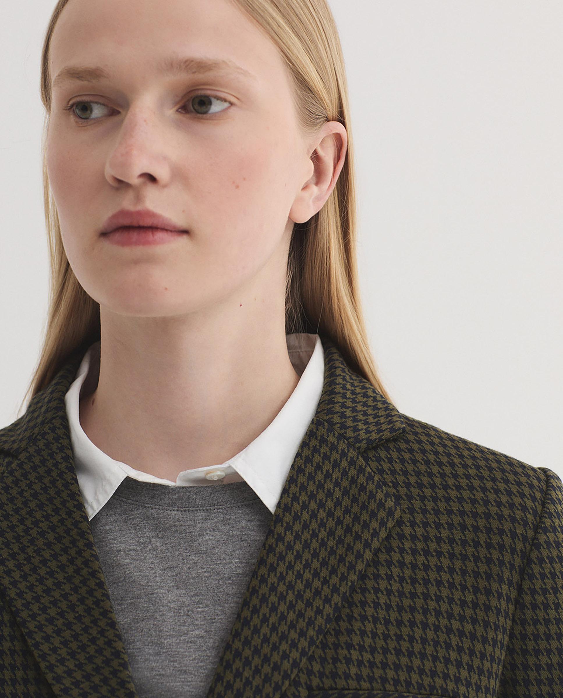 Blazer de mujer con pata de gallo y cuello solapa - Nice Things - Verde Verde-2