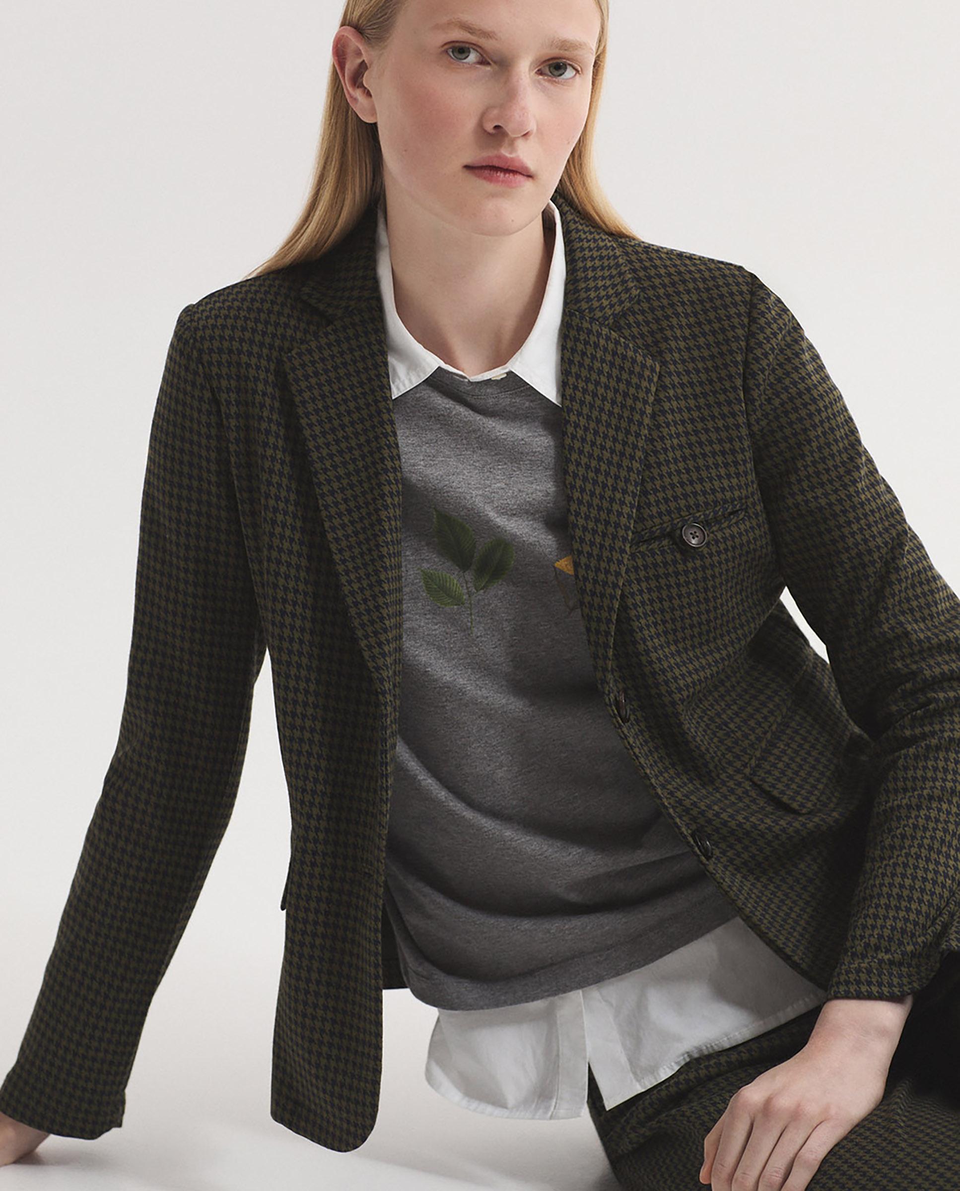 Blazer de mujer con pata de gallo y cuello solapa - Nice Things - Verde Verde-5