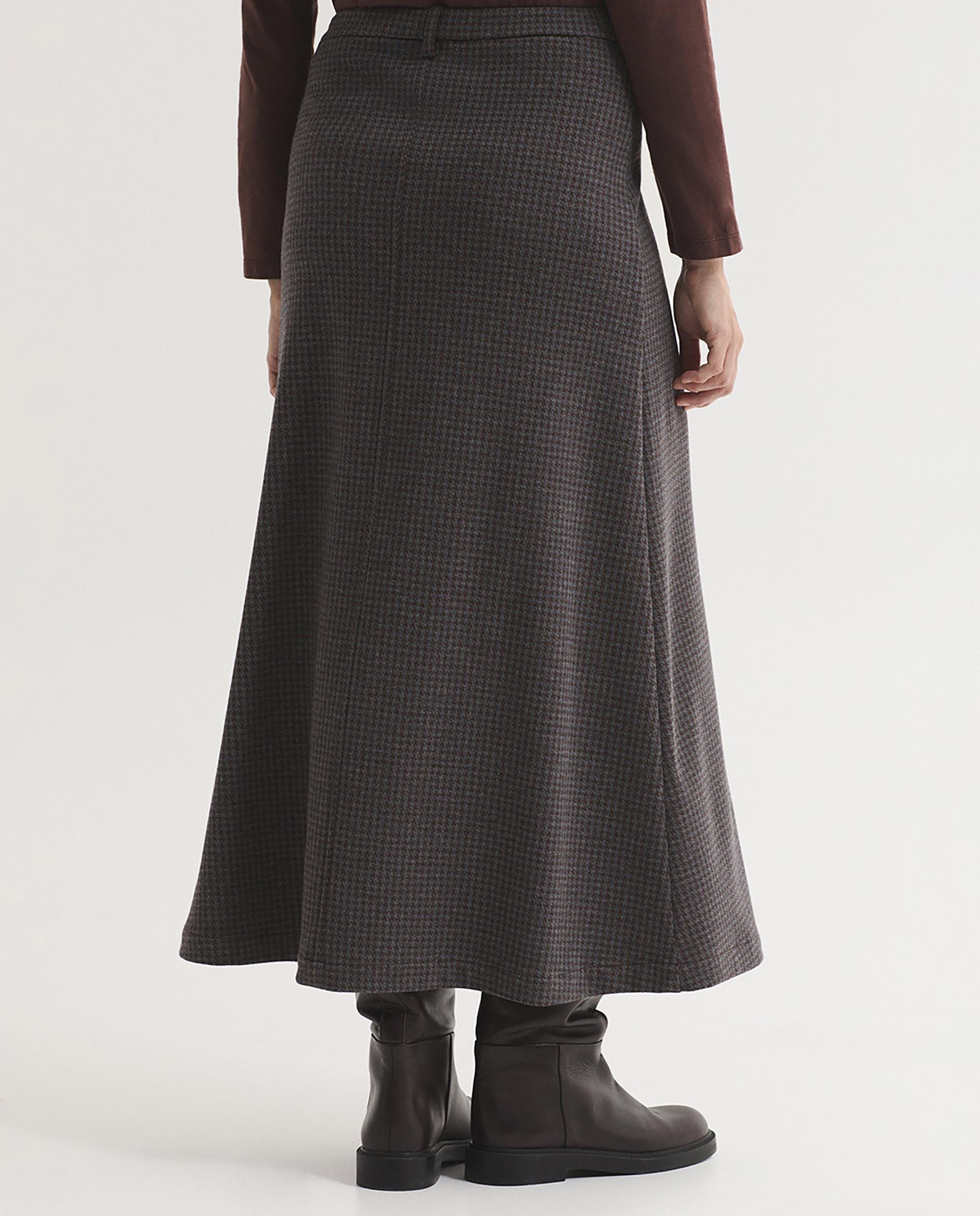 Falda larga con jacquard pata de gallo - Nice Things - Gris Gris-3