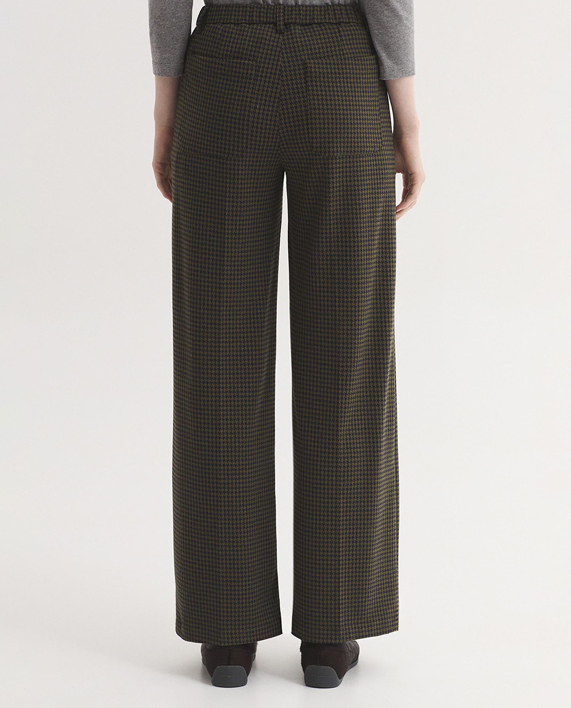 Pantalones rectos de mujer jacquard pata de gallo - Nice Things - Kaki Kaki-3
