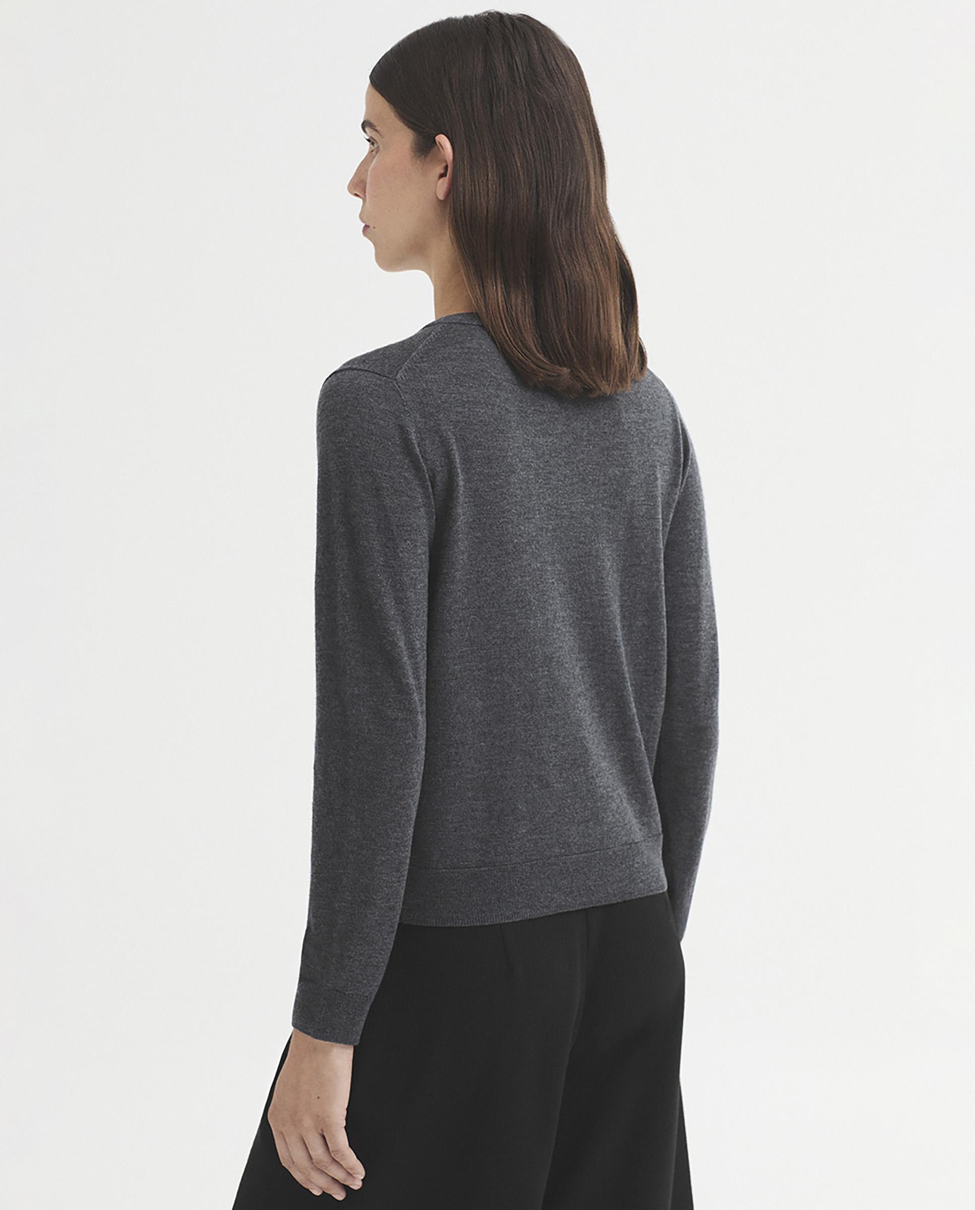 Cárdigan de mujer de punto 100% lana con bolsillos - Nice Things - Gris Gris-4