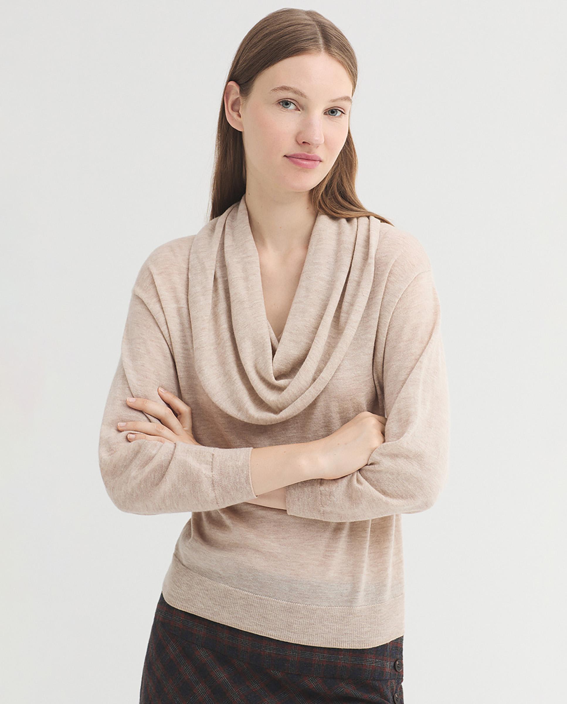 Jersey de mujer 100% lana liso - Nice Things - Beige Beige-1