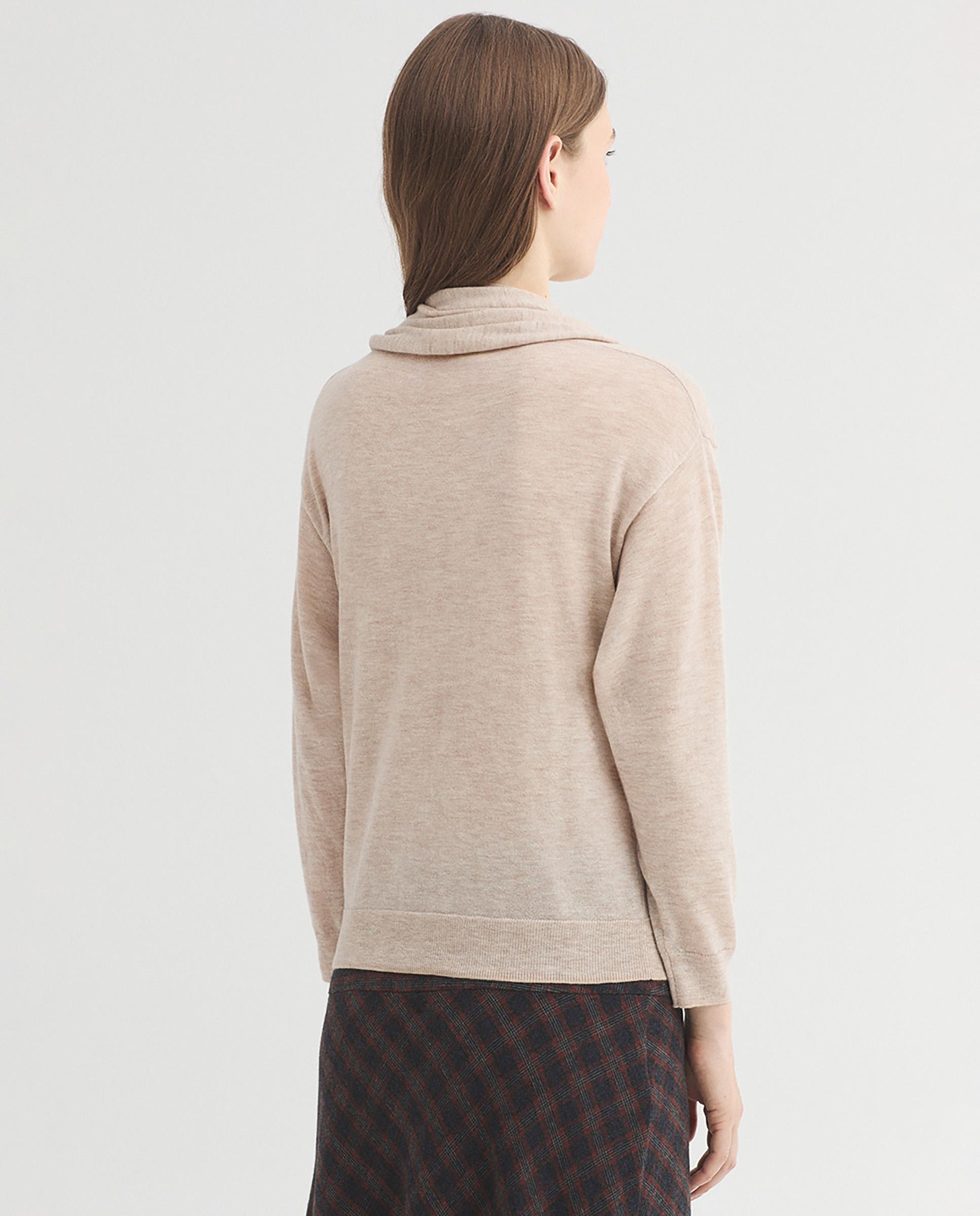 Jersey de mujer 100% lana liso - Nice Things - Beige Beige-4