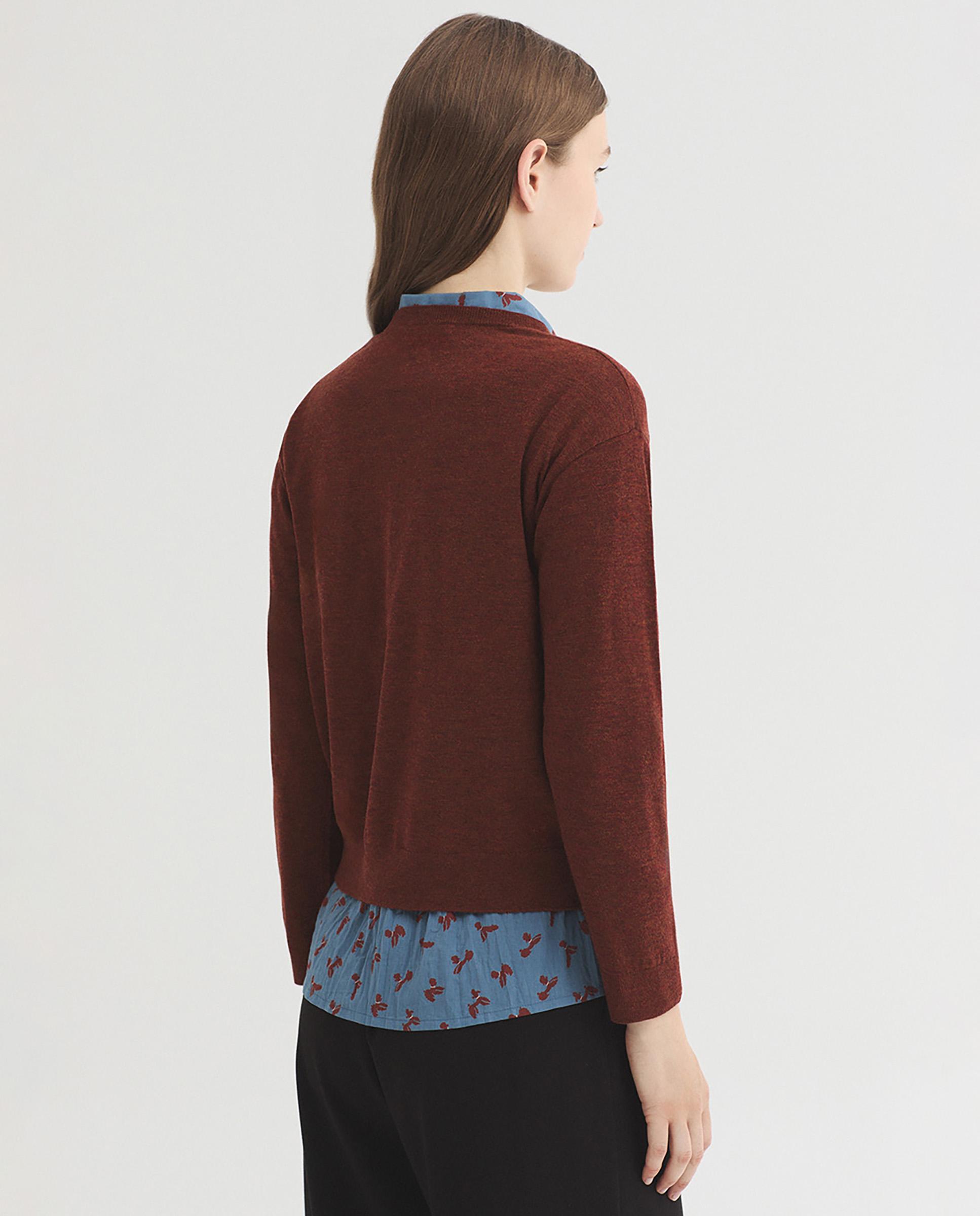 Jersey de mujer 100% lana con intarsia frontal - Nice Things - Marrón Marrón-4