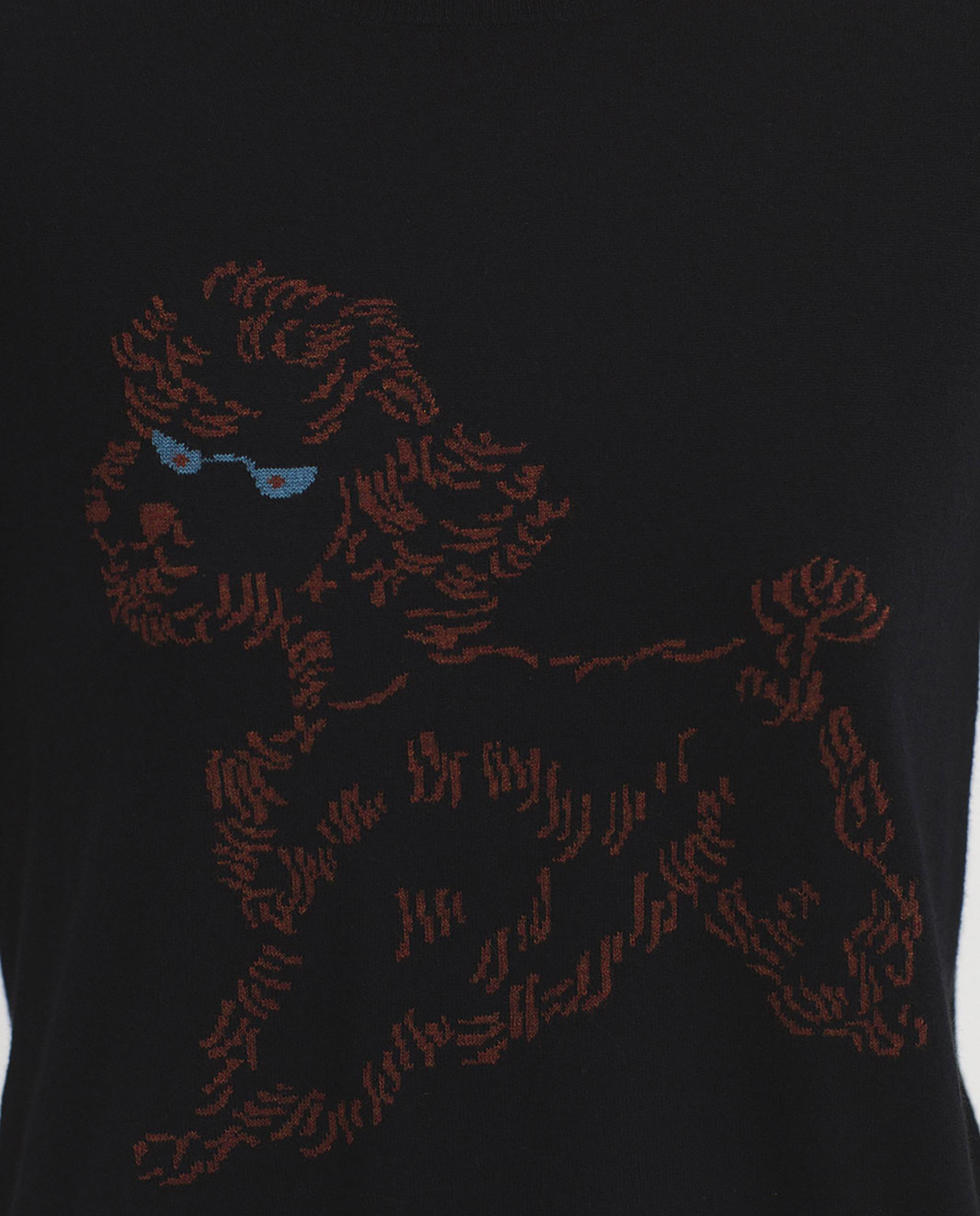 Jersey de mujer 100% lana con intarsia frontal - Nice Things - Negro Negro-3