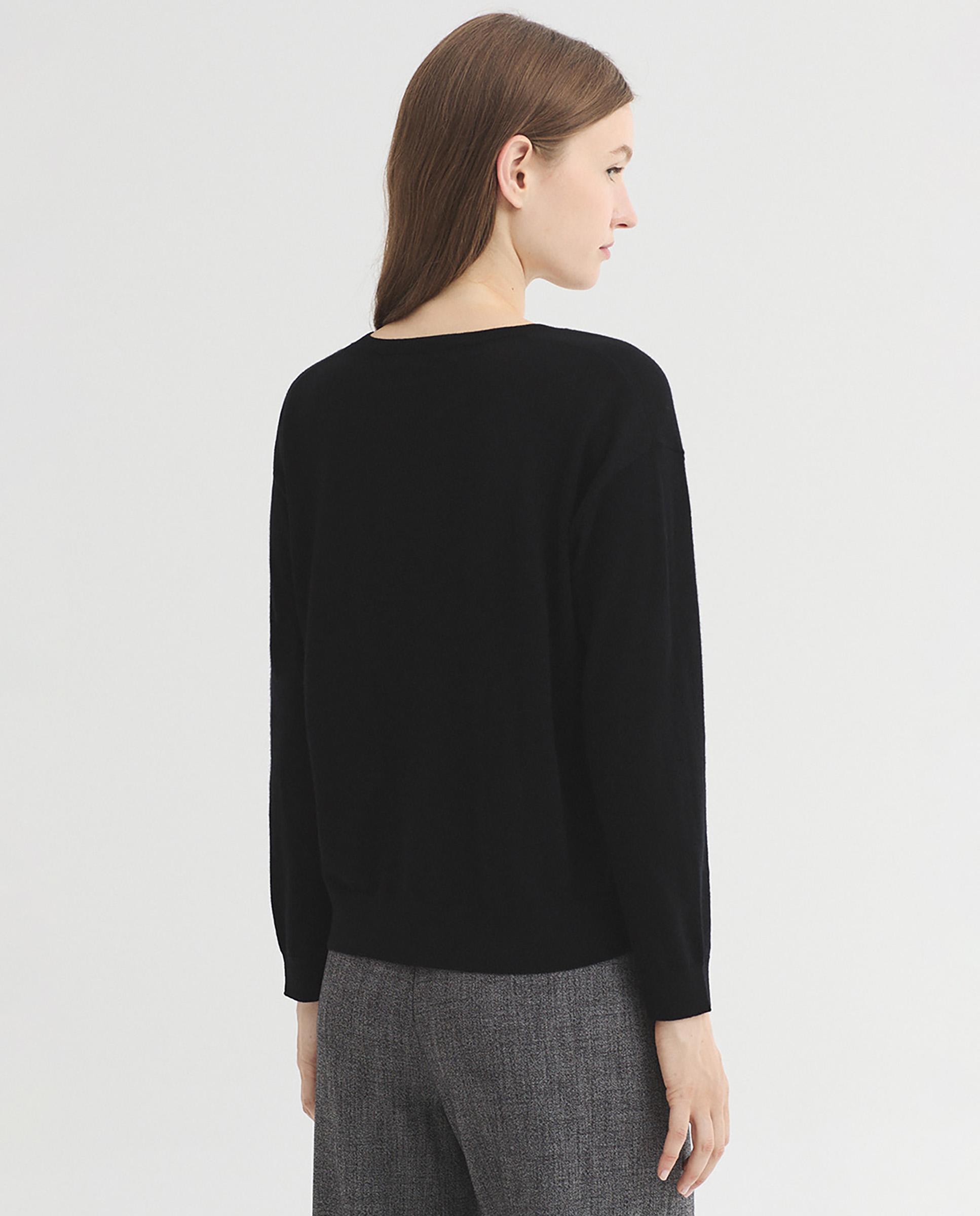 Jersey de mujer 100% lana con intarsia frontal - Nice Things - Negro Negro-4